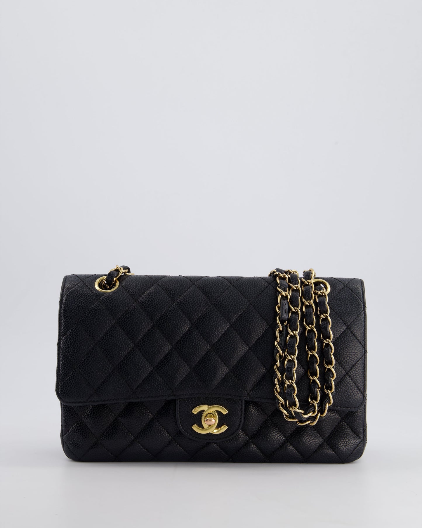 Chanel Black   Medium Classic Double Flap Bag in Caviar Leather with 24K Gold Hardware
