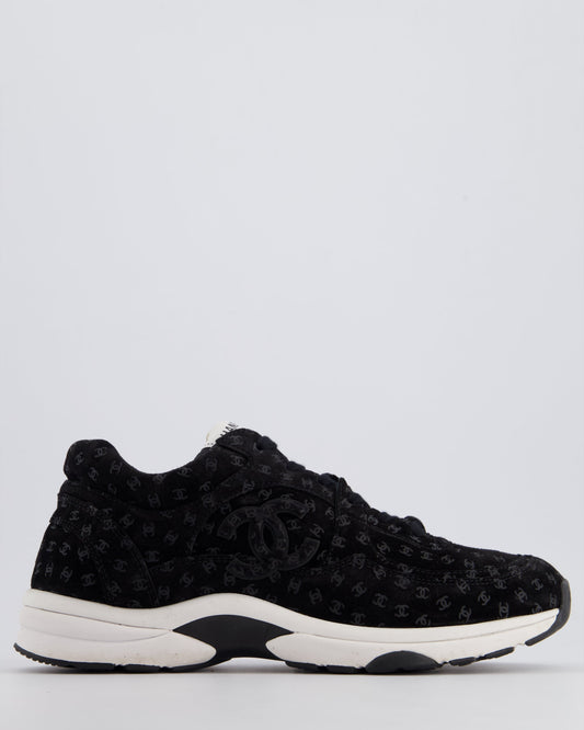 Chanel Black Suede Sneakers With Cc Logo Size Eu 41.5
