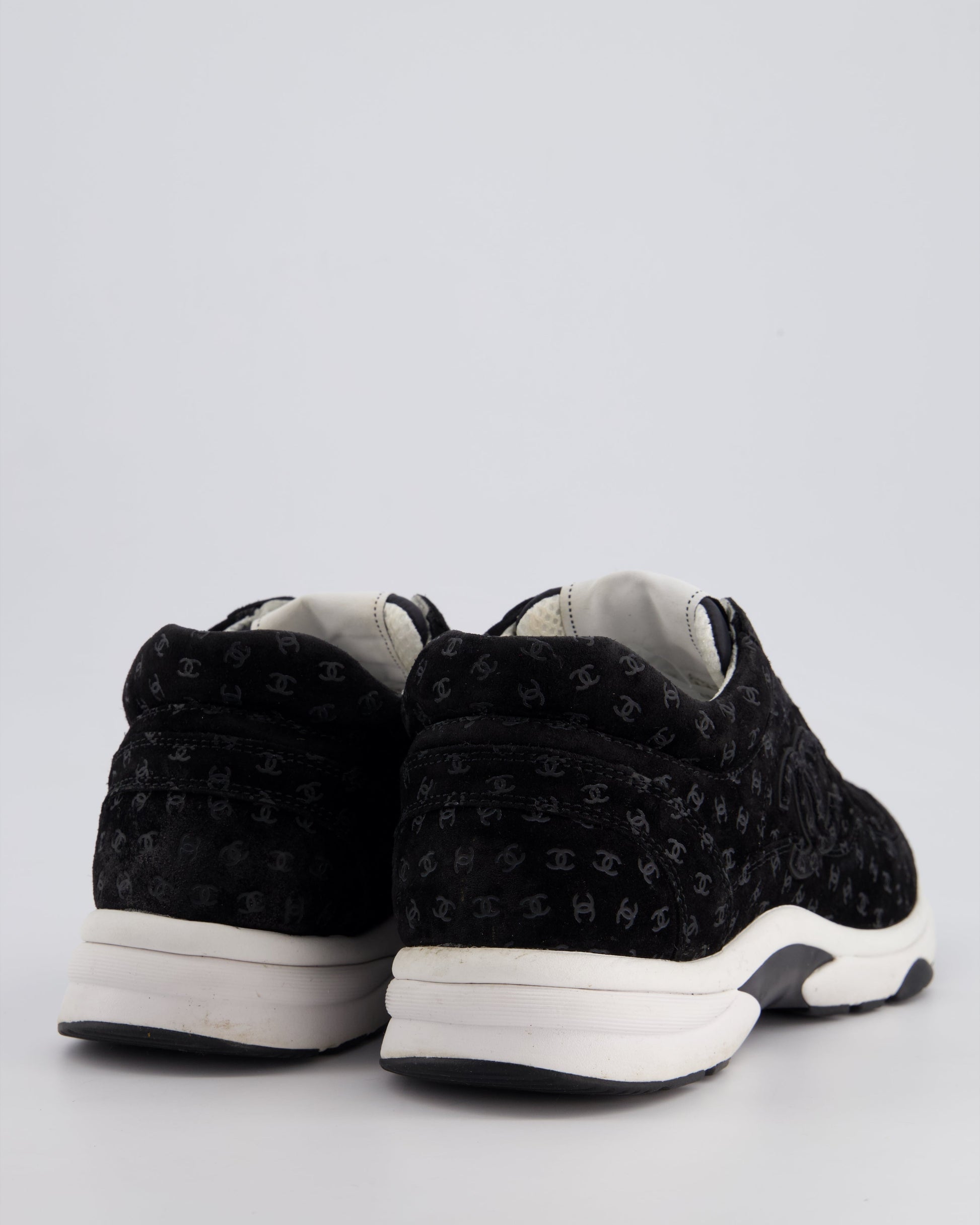 Chanel Black Suede Sneakers With Cc Logo Size Eu 41.5