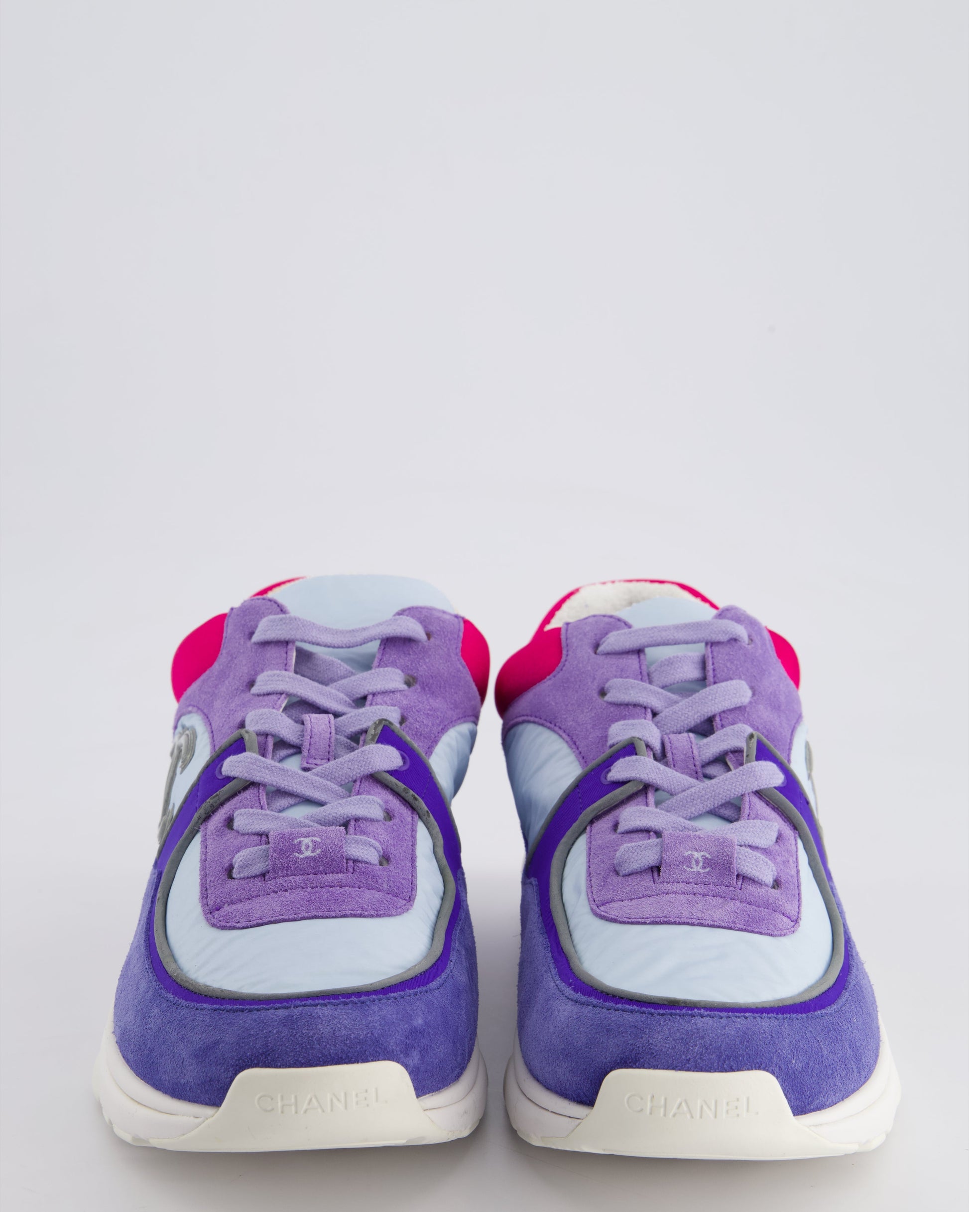Chanel 21/p Lilac Suede Sneakers with CC Logo Detail Size Eu 42 for Women