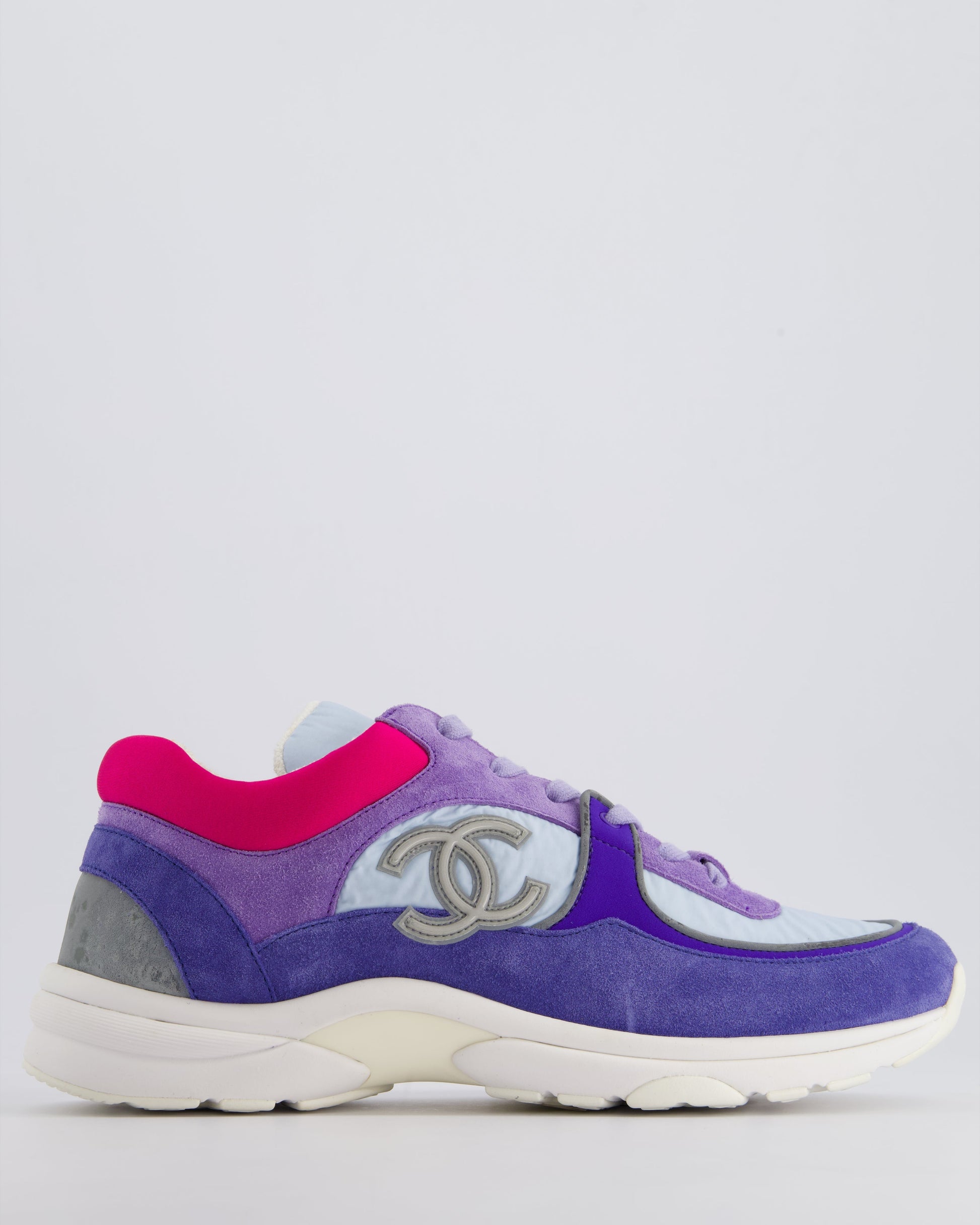 Chanel 21/P Lilac Suede Sneakers With Cc Logo Detail Size Eu 42