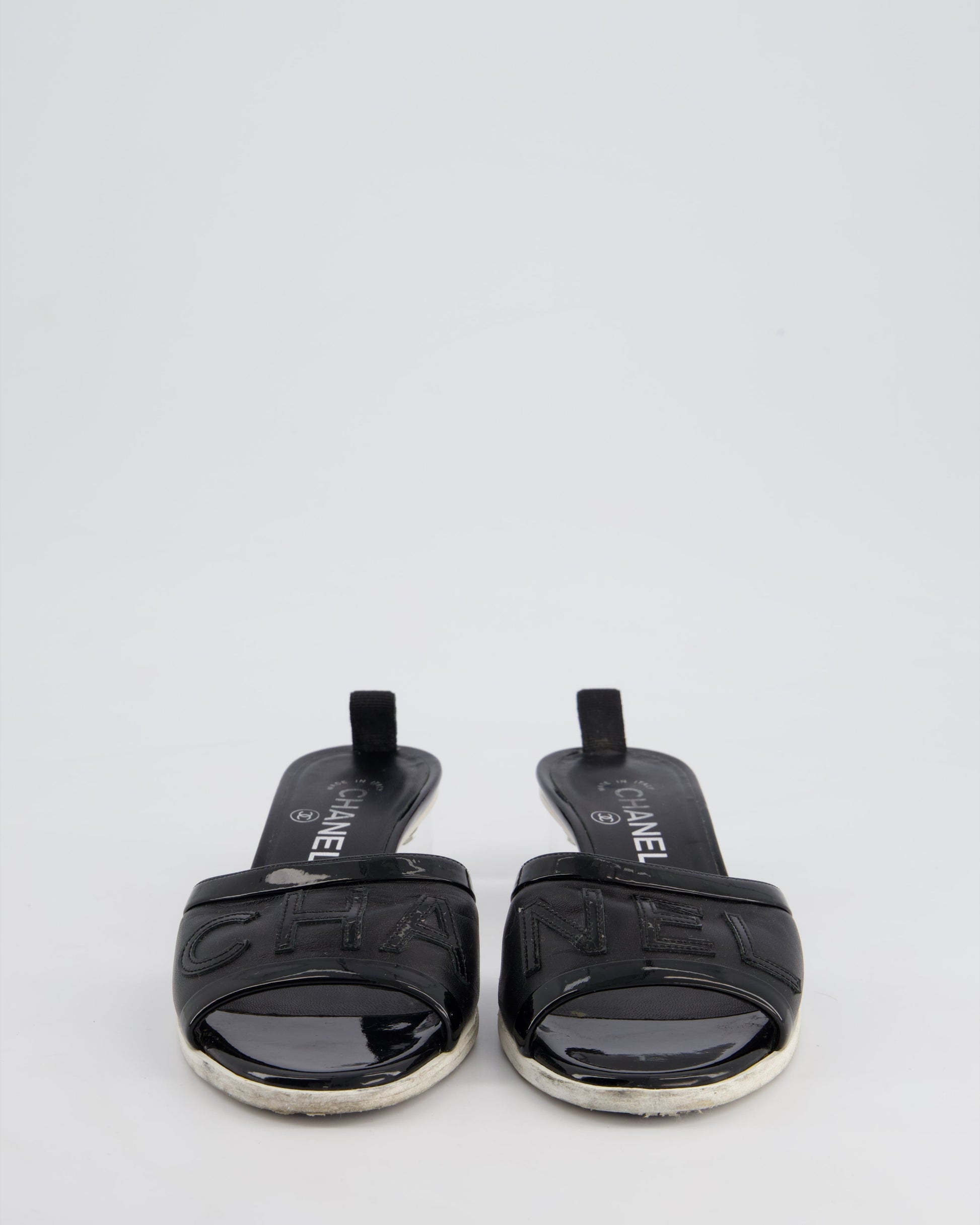 Chanel Black Leather Mules with CC Logo Details Size Eu 37 (uk 4) for Women