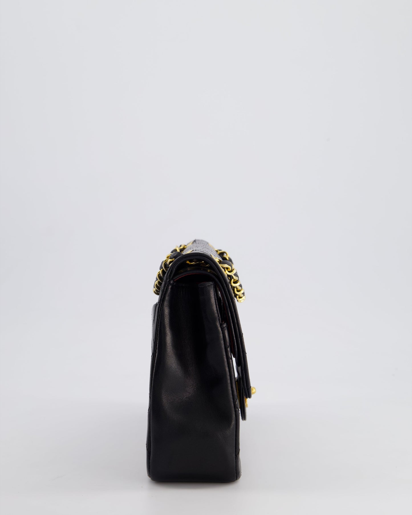 Chanel   Black Medium Classic Double Flap Bag in Lambskin Leather with 24K Gold Hardware