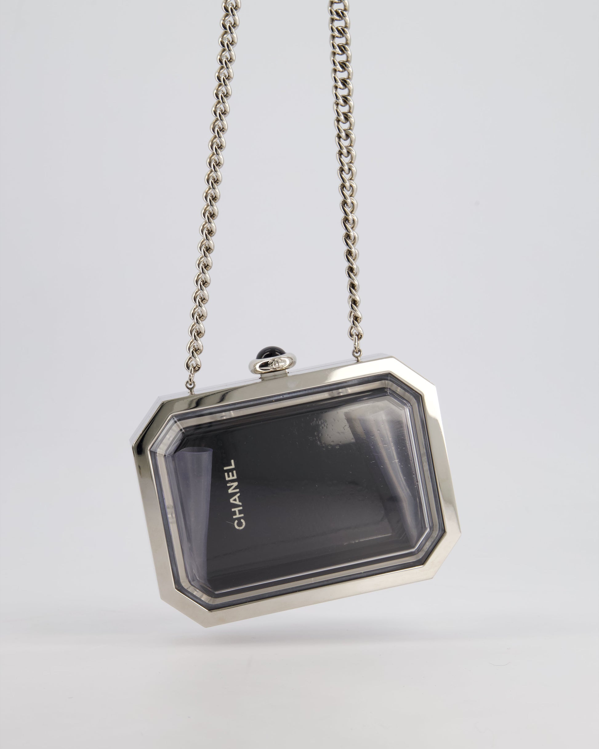 Chanel *limited Edition* Silver,black Minaudiere Plexiglass Clutch Bag