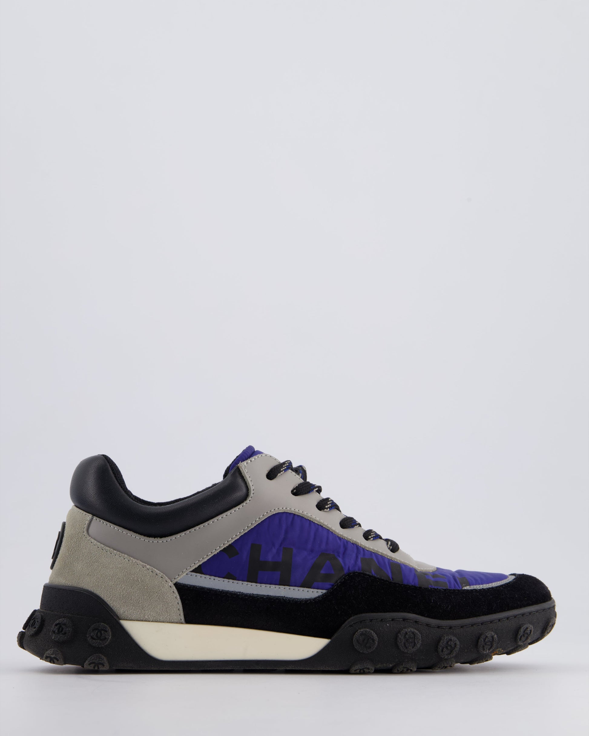 Chanel Black and Blue Nylon Trainers Size Eu 38 Women Shoes