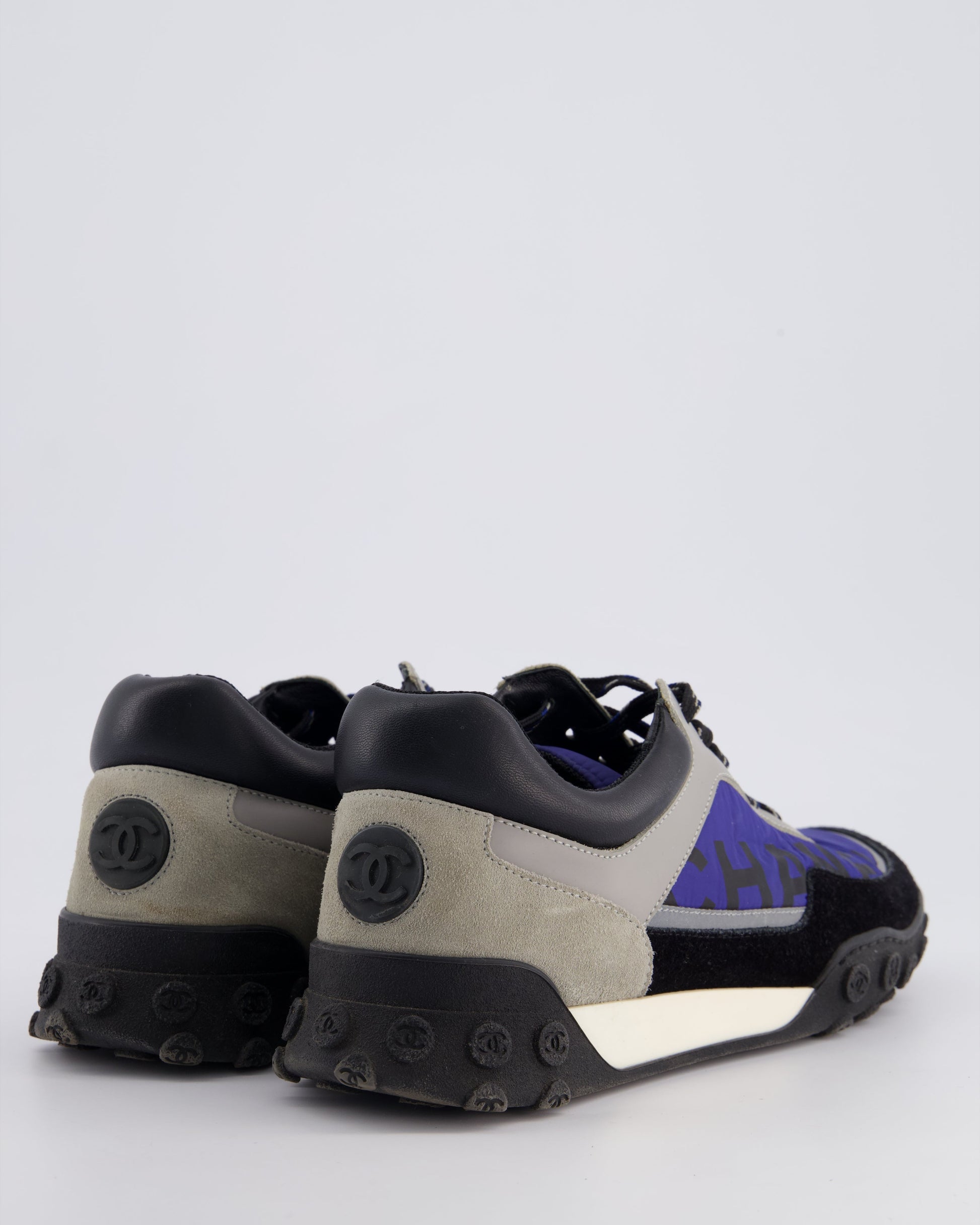 Chanel Black and Blue Nylon Trainers Size Eu 38 Women Shoes