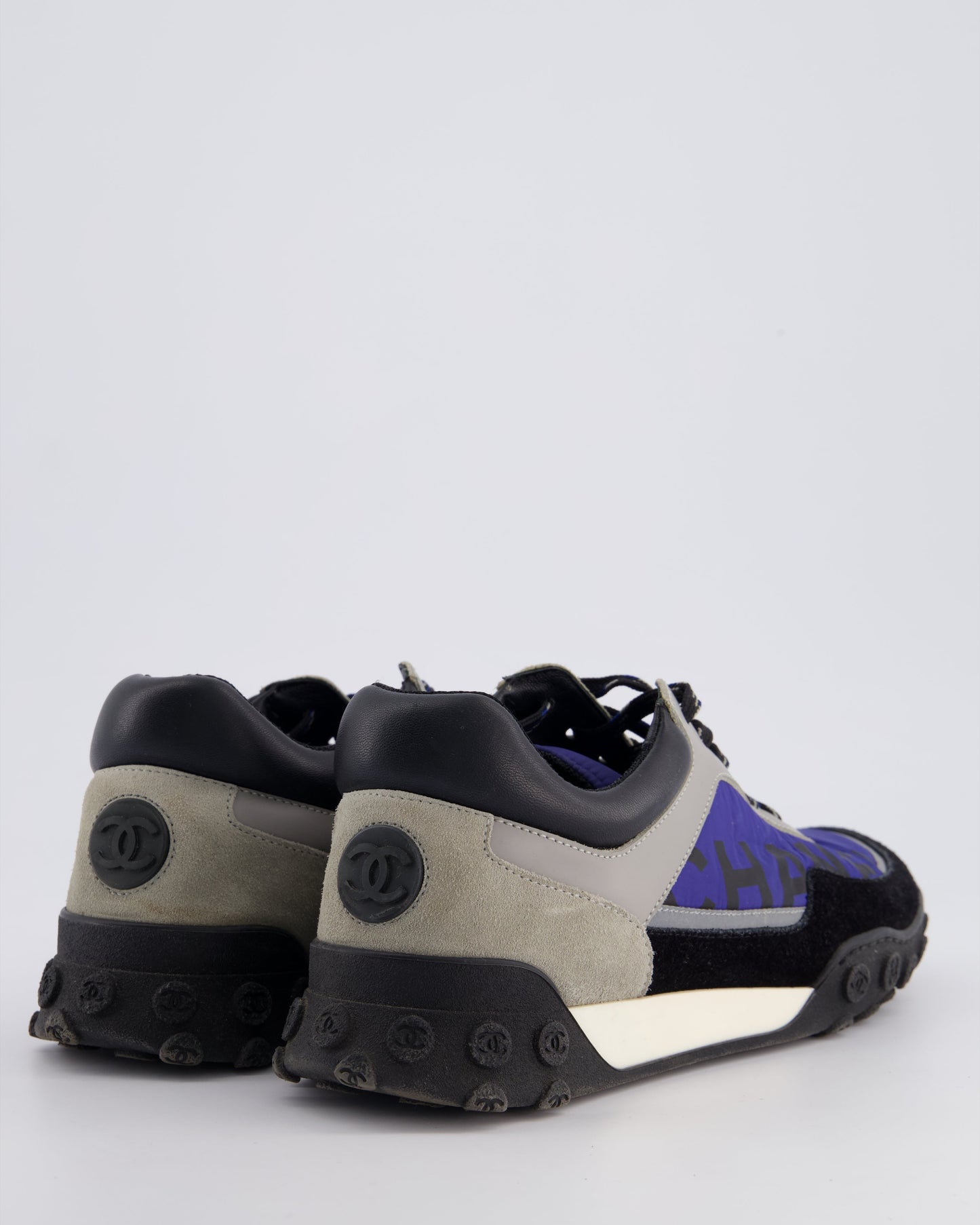Chanel Black and Blue Nylon Trainers Size EU 38
