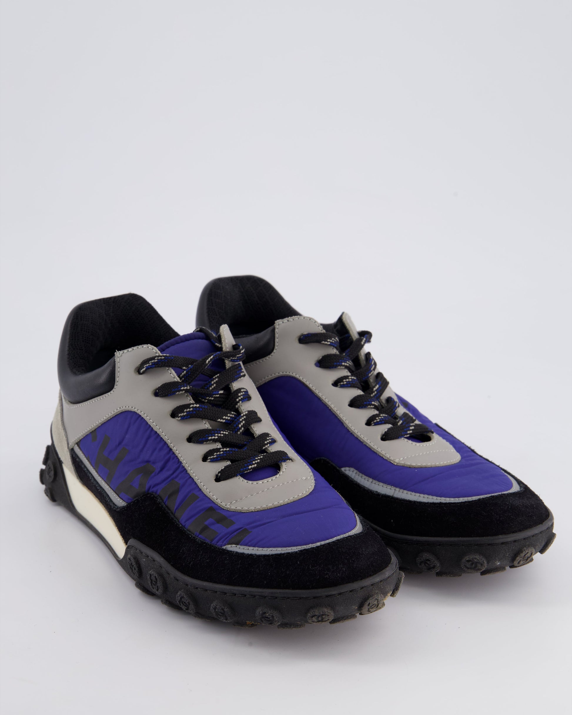 Chanel Black and Blue Nylon Trainers Size Eu 38 Women Shoes