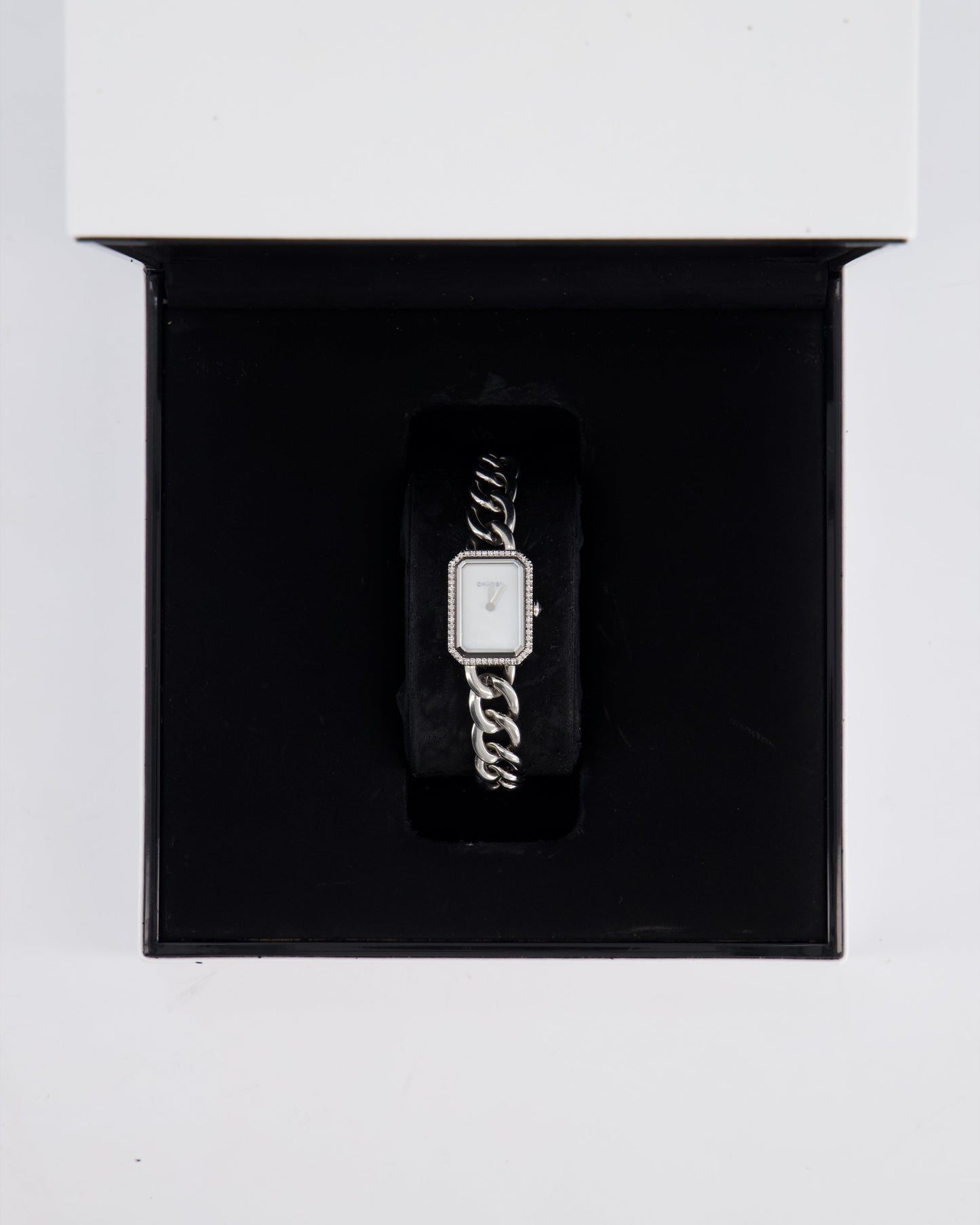 Chanel Stainless Steel Premiere H3253 Diamond and Mother of Pearl 26MM Quartz Watch Handbag