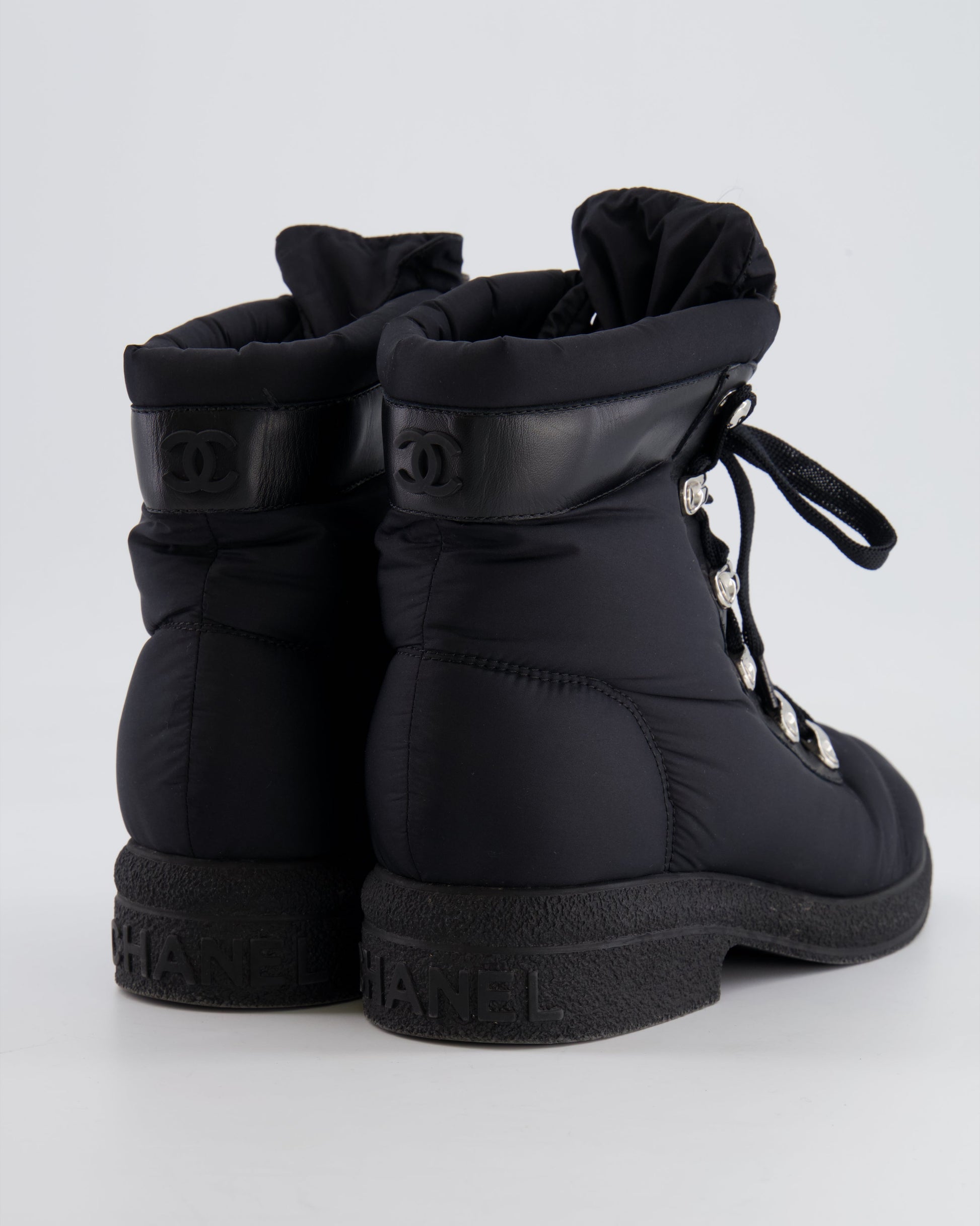 Chanel Black Nylon Coco Neige Ski Boots with Logo Details Size Eu 37.5 for Women
