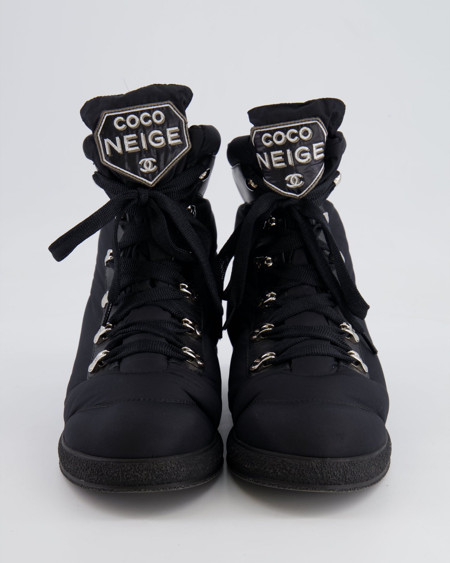 Chanel Black Nylon Coco Neige Ski Boots with Logo Details Size EU 37.5