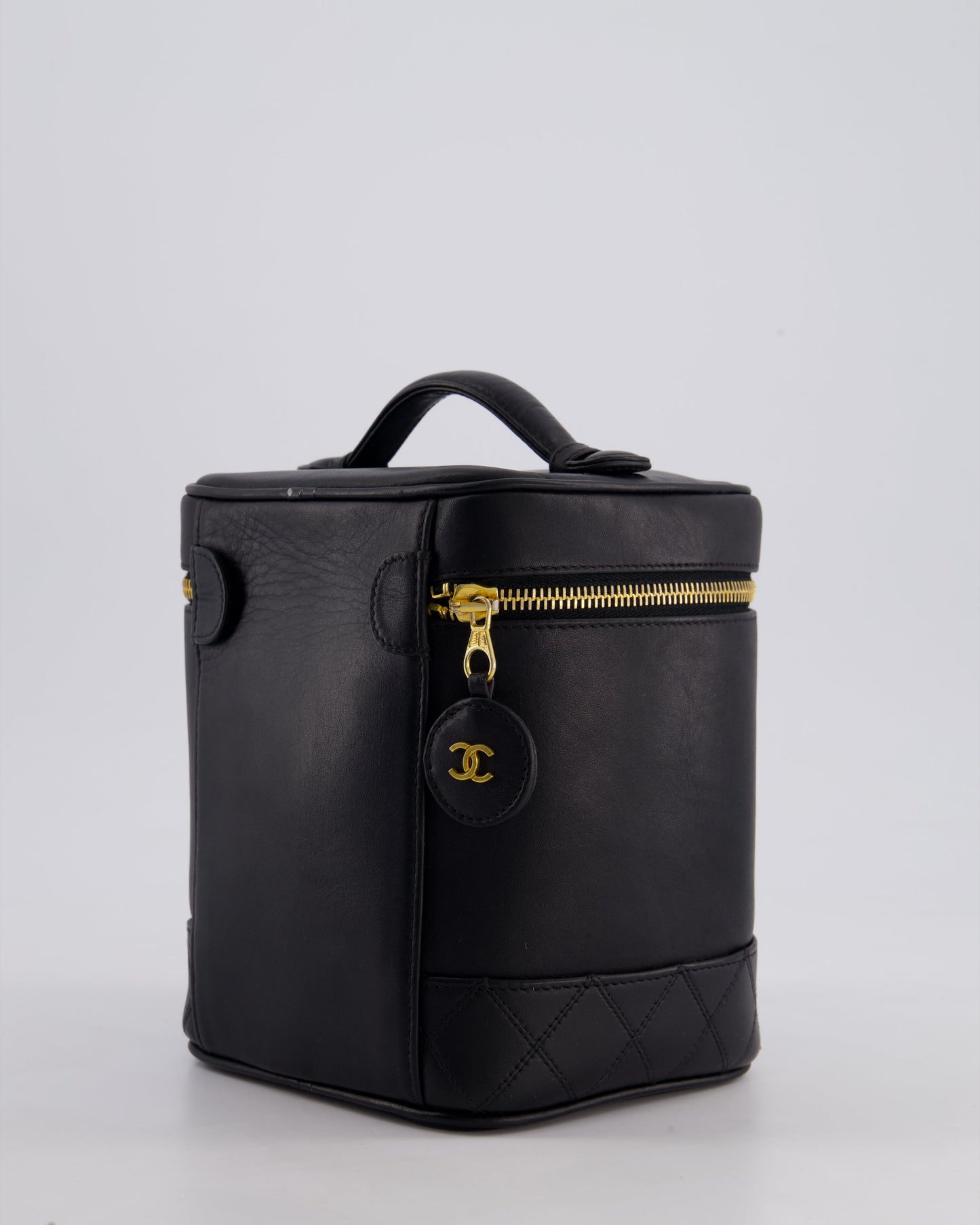 Chanel Black   Leather Vanity Case with 24K Gold Hardware