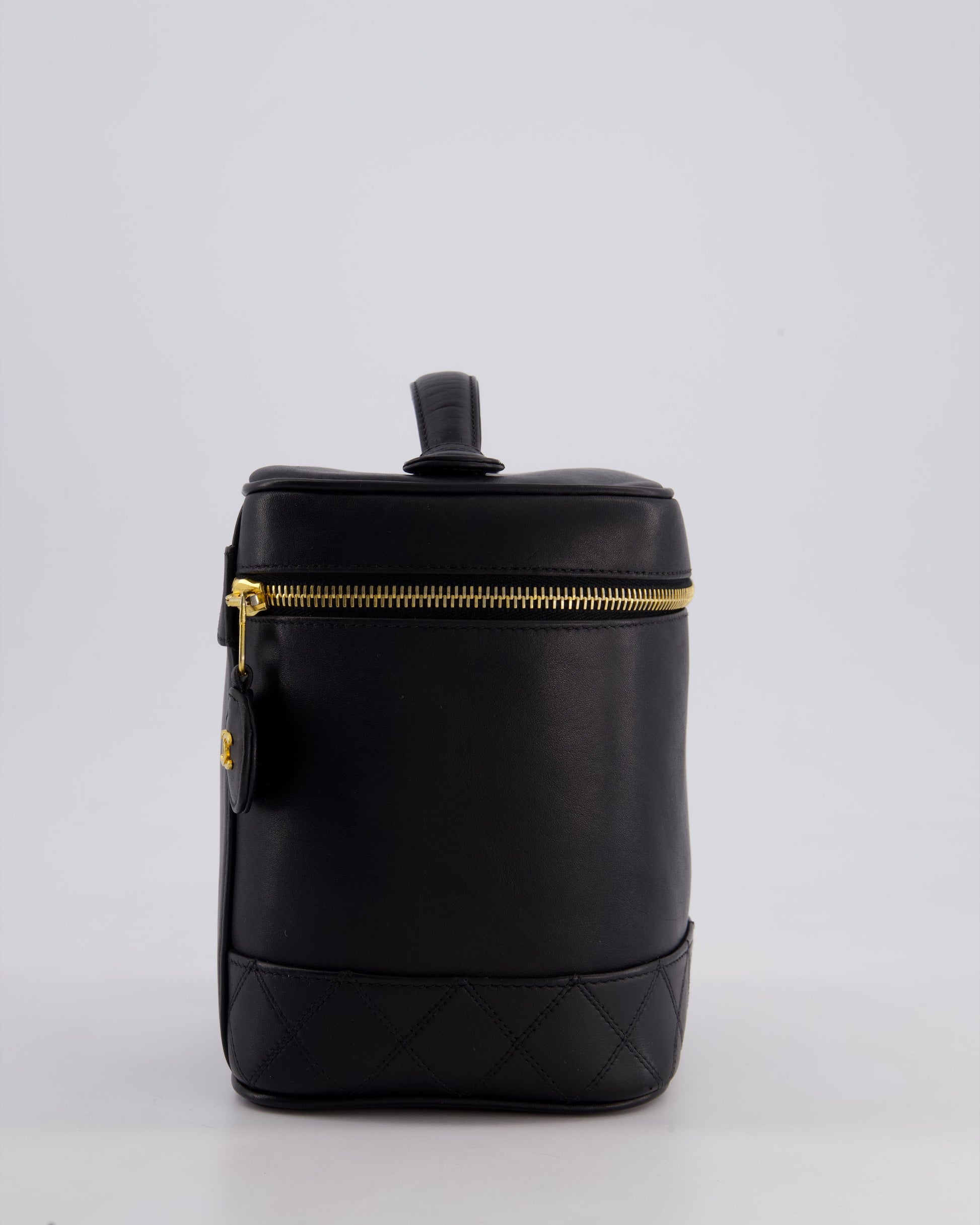 Chanel Black Leather Vanity Case With 24K Gold Hardware Bag