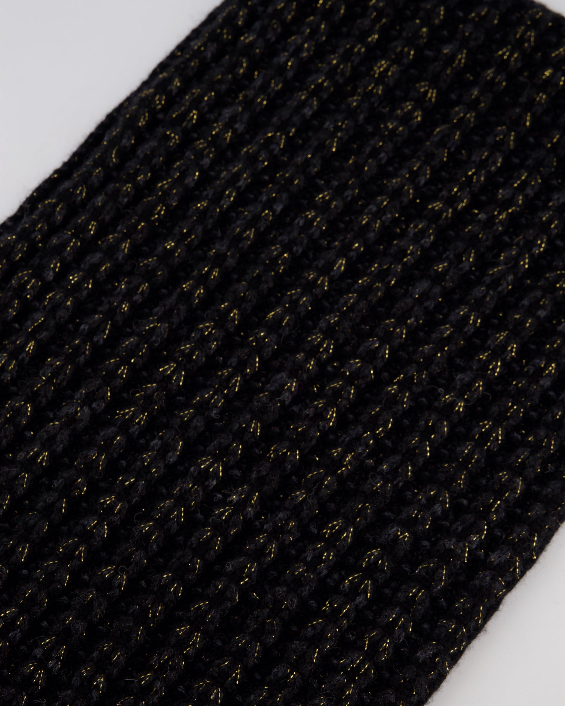Chanel Black Grey And Gold Metallic Knitted Cashmere Blend Scarf With White Cc Logo Button One Size Bag