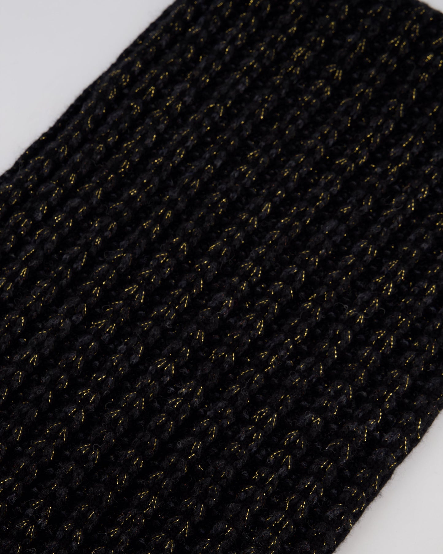 Chanel Black Grey and Gold Metallic Knitted Cashmere Blend Scarf with White CC Logo Button One Size Handbag