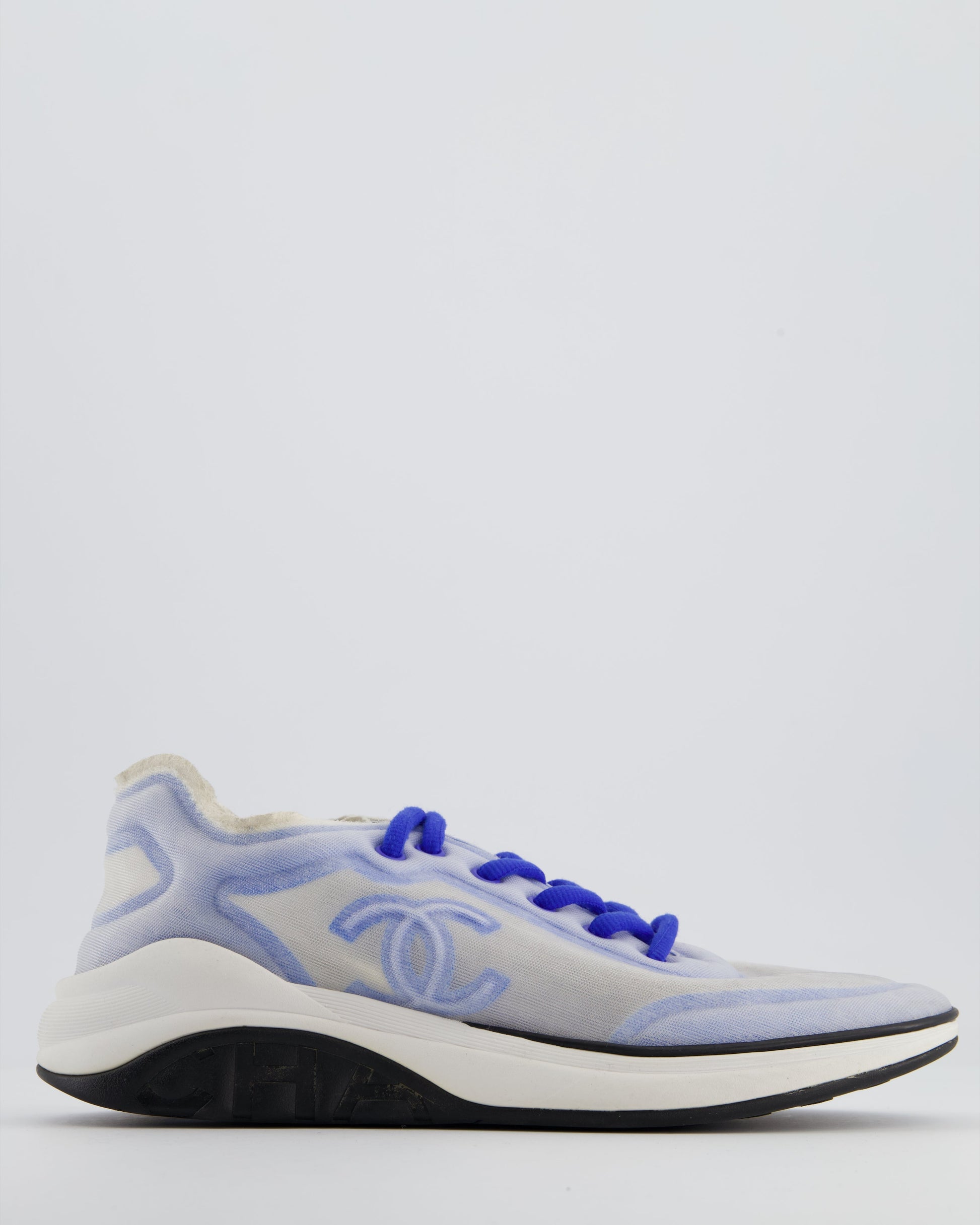 Chanel Blue and White Mesh CC Trainers Size Eu 39.5 Women Shoes