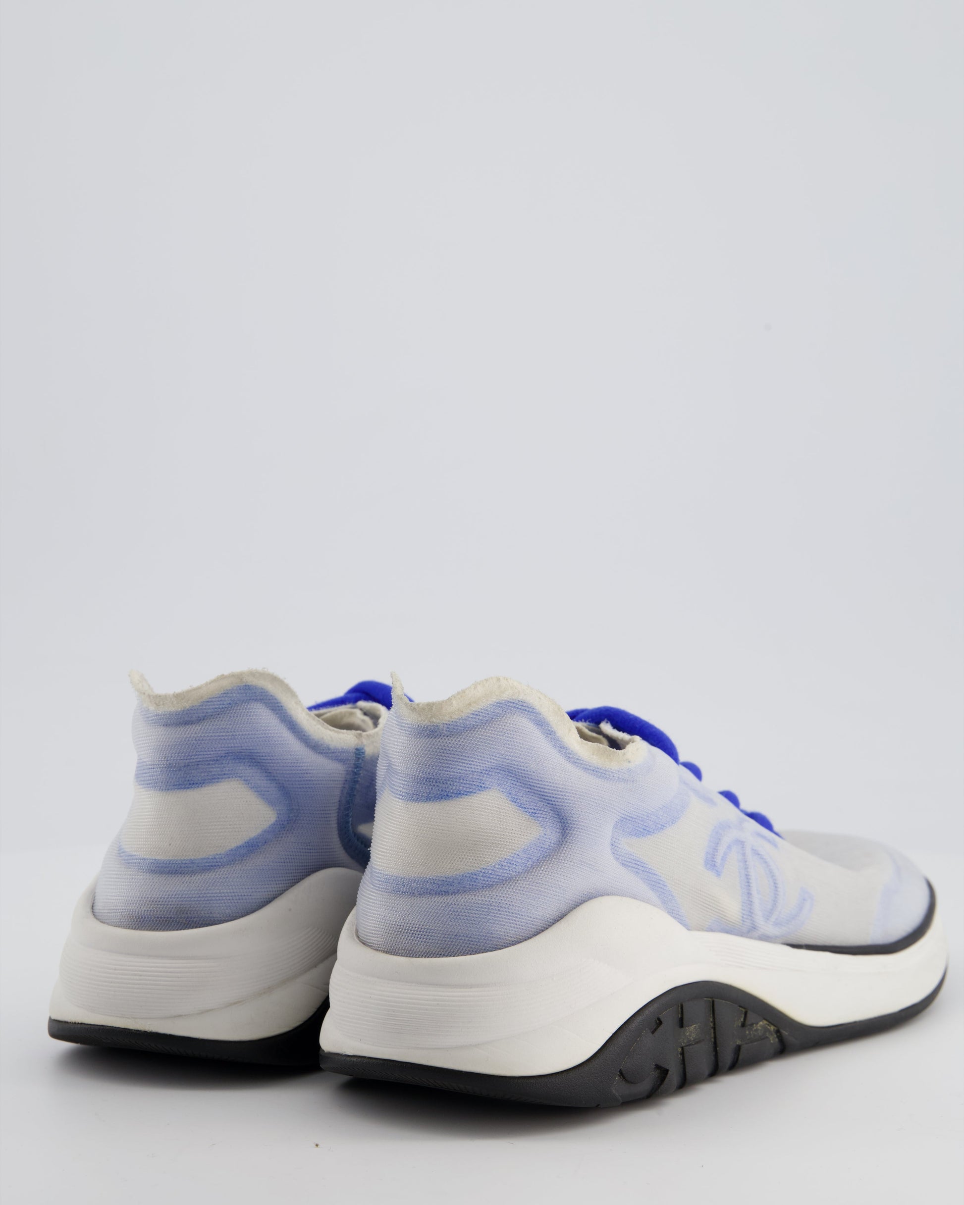 Chanel Blue and White Mesh CC Trainers Size Eu 39.5 Women Shoes