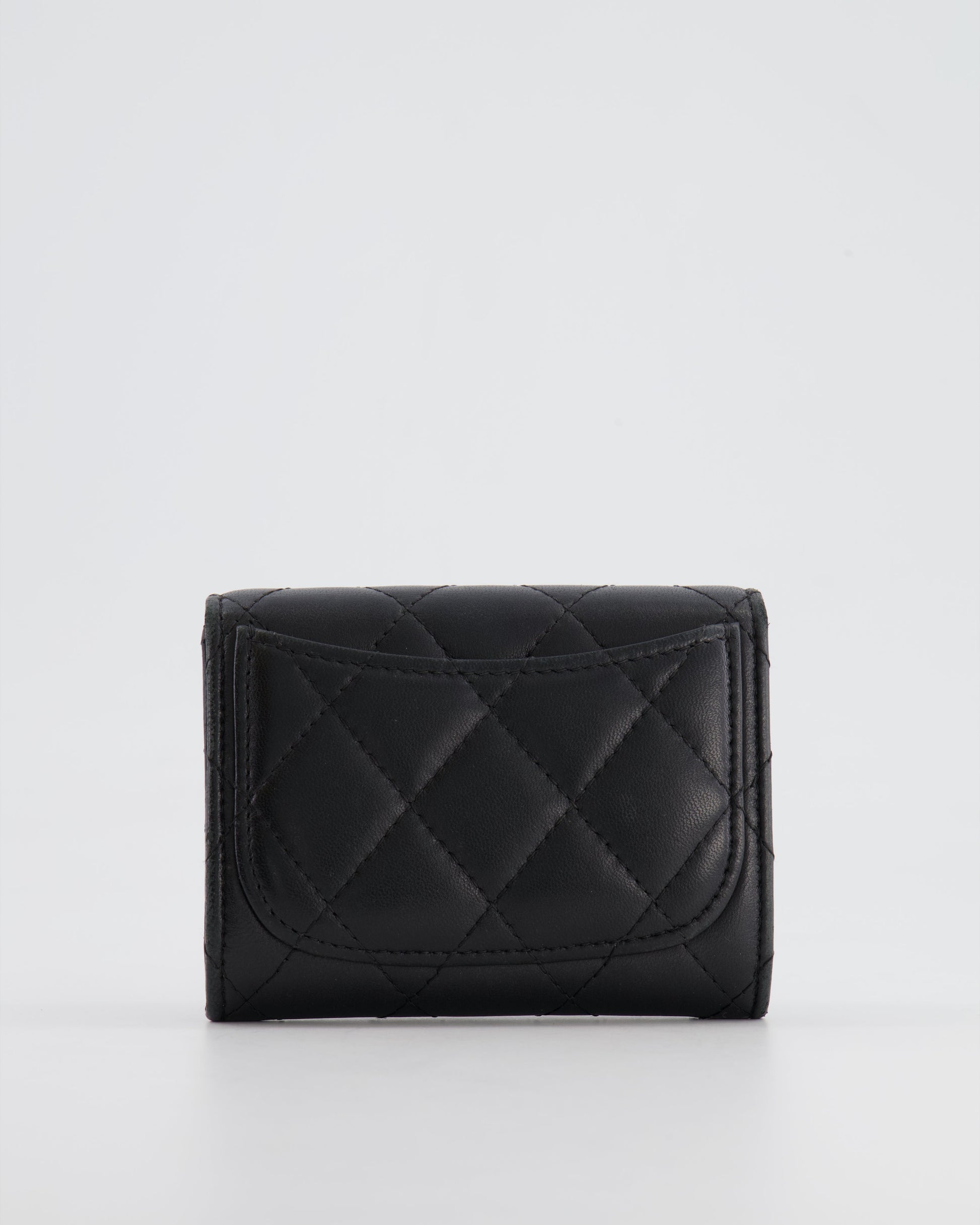 Chanel Black Coin Holder in Lambskin Leather with Champagne Gold CC Logo Handbag