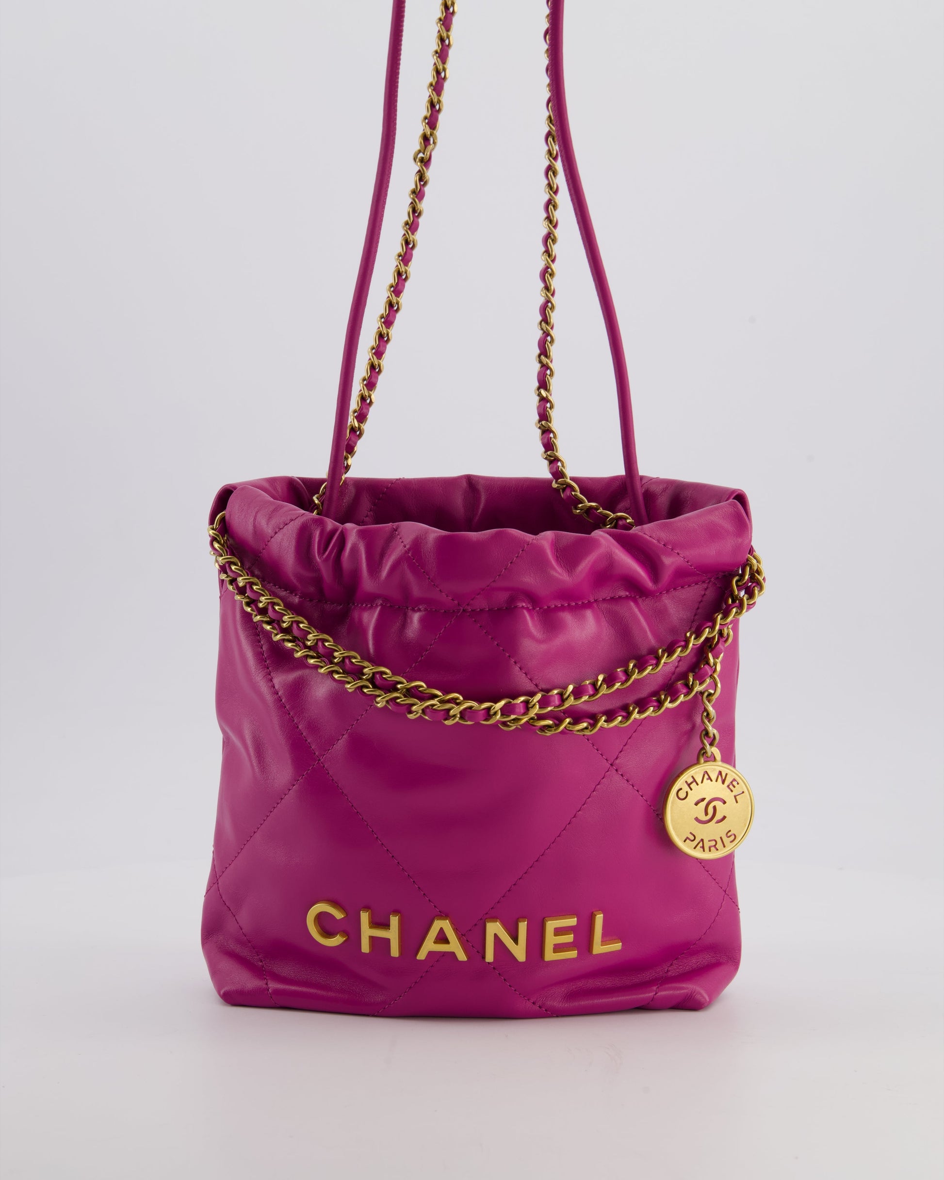 Chanel Magnolia Pink Mini 22 Bag in Calfskin Leather with Brushed Gold Hardware