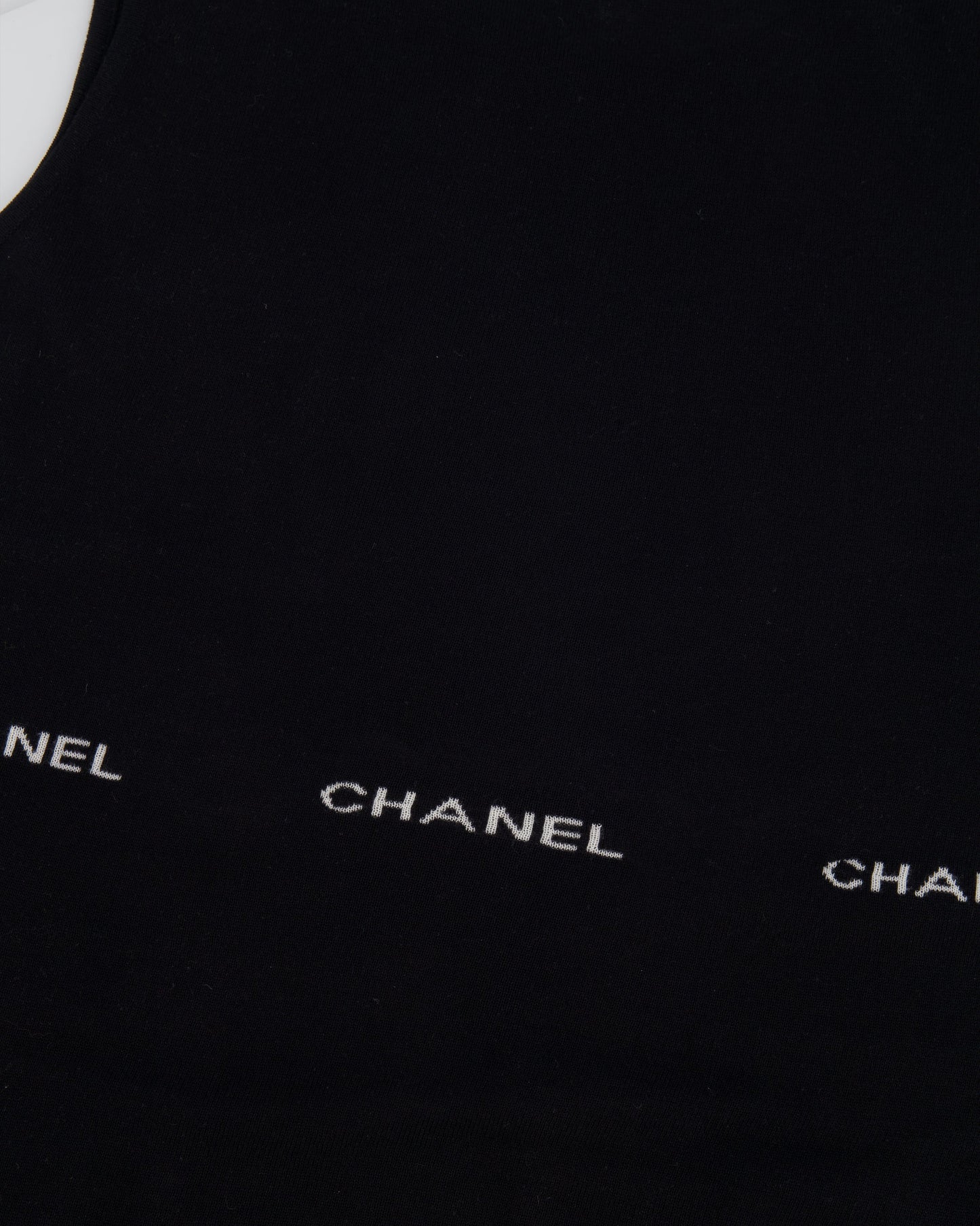 Chanel 2004 Black Sleeveless Tank Top with White Logo Print Detail Size FR 40 (UK 12)