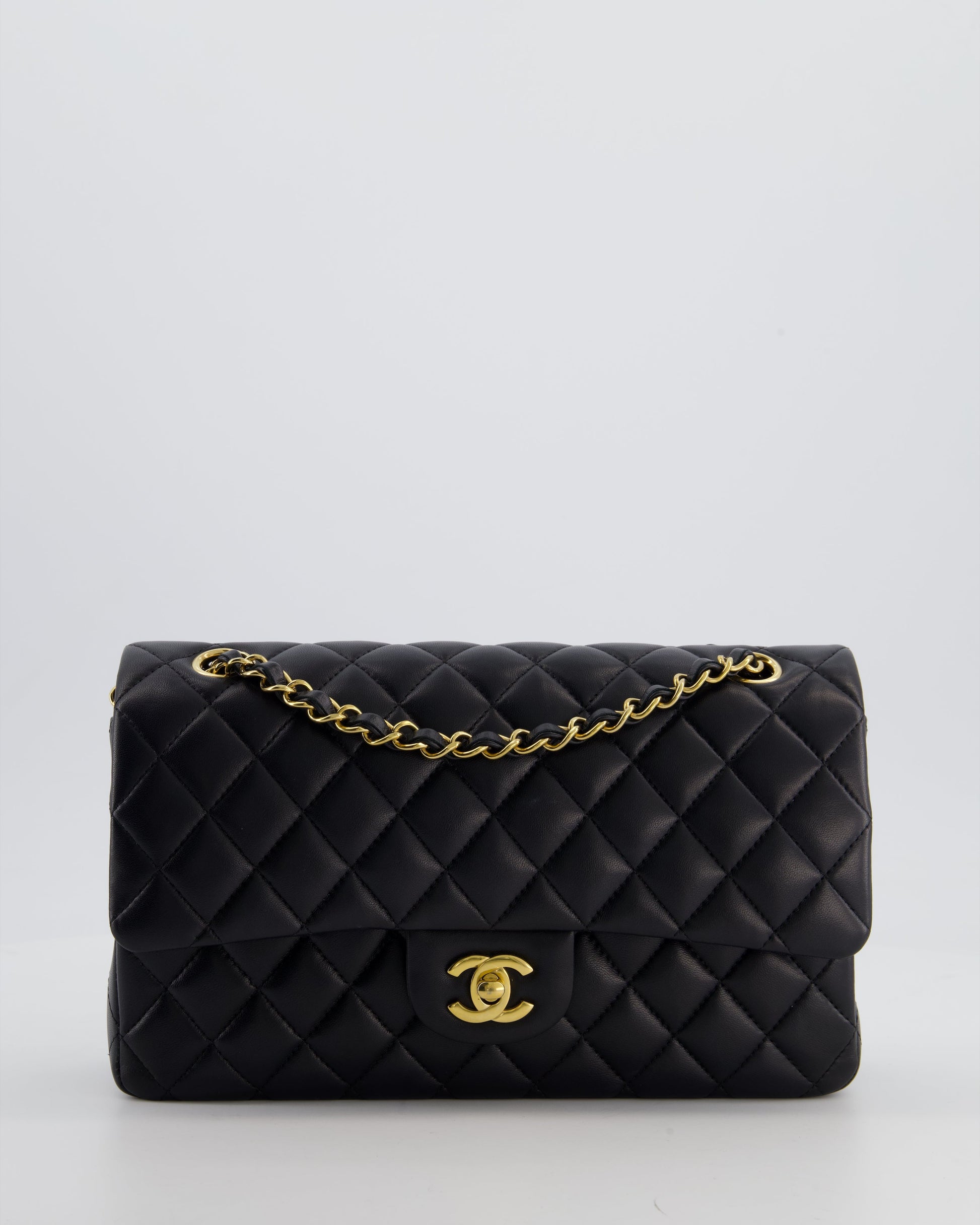 Chanel Black Medium Classic Double Flap Bag in Lambskin Leather with Gold Hardware