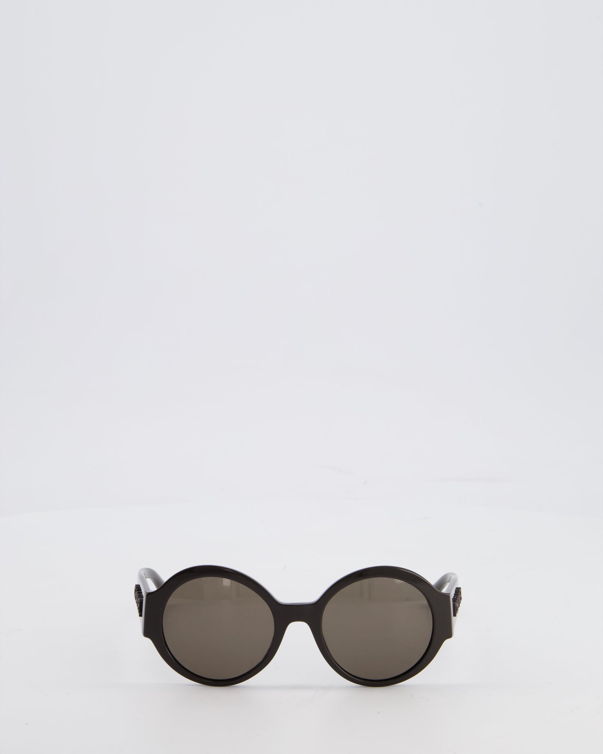 Chanel Dark Brown Round Acetate Sunglasses with Logo Arms