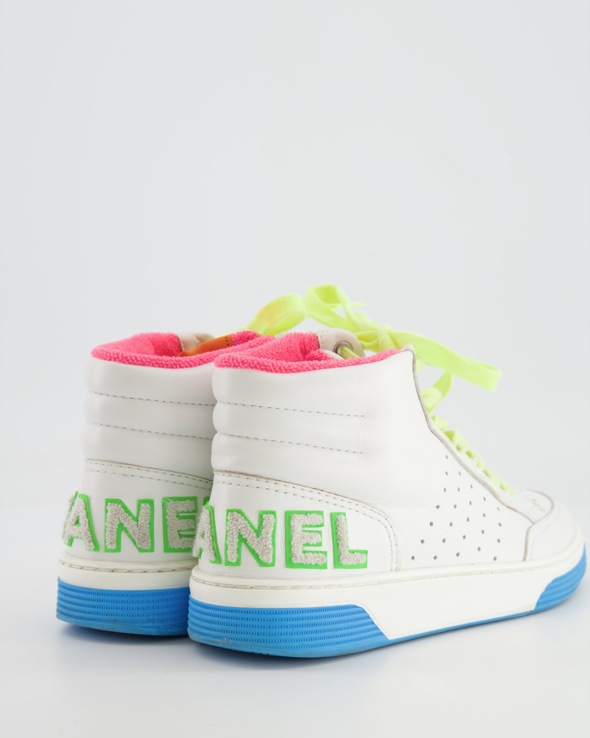 Chanel White And Multicolour Trainers With Green Logo Detail Size Eu 38 Women Shoes