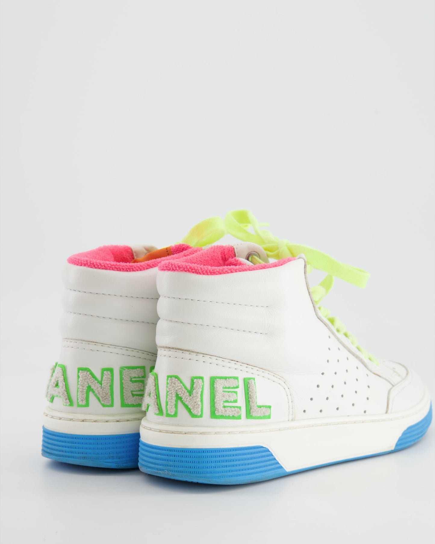 Chanel White and Multicolour Trainers with Green Logo Detail Size Eu 38 Women Shoes