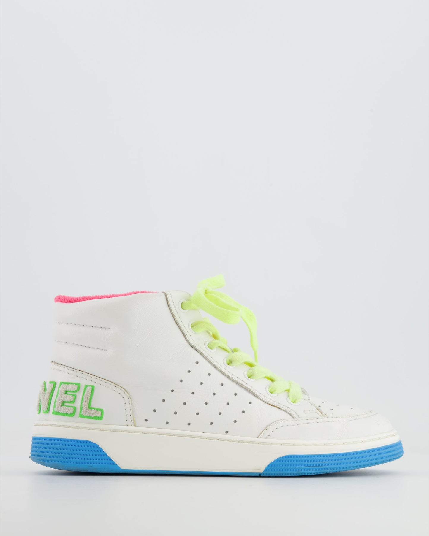 Chanel White And Multicolour Trainers With Green Logo Detail Size Eu 38 Women Shoes