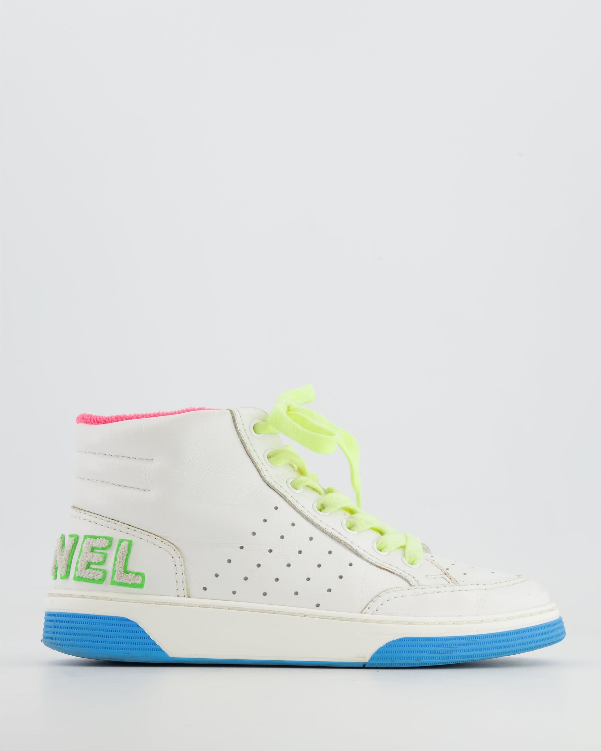 Chanel White and Multicolour Trainers with Green Logo Detail Size Eu 38 Women Shoes