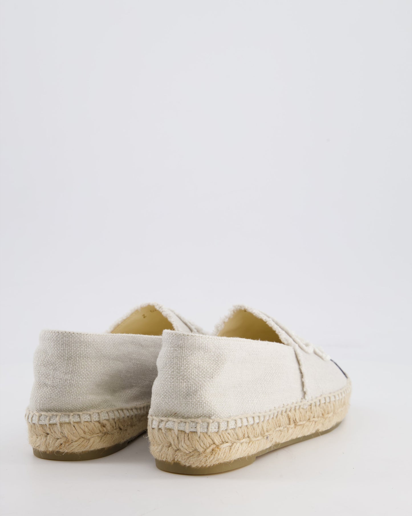 Chanel Cream and Black Canvas Espadrilles with CC Logo Size Eu 38 Women Shoes