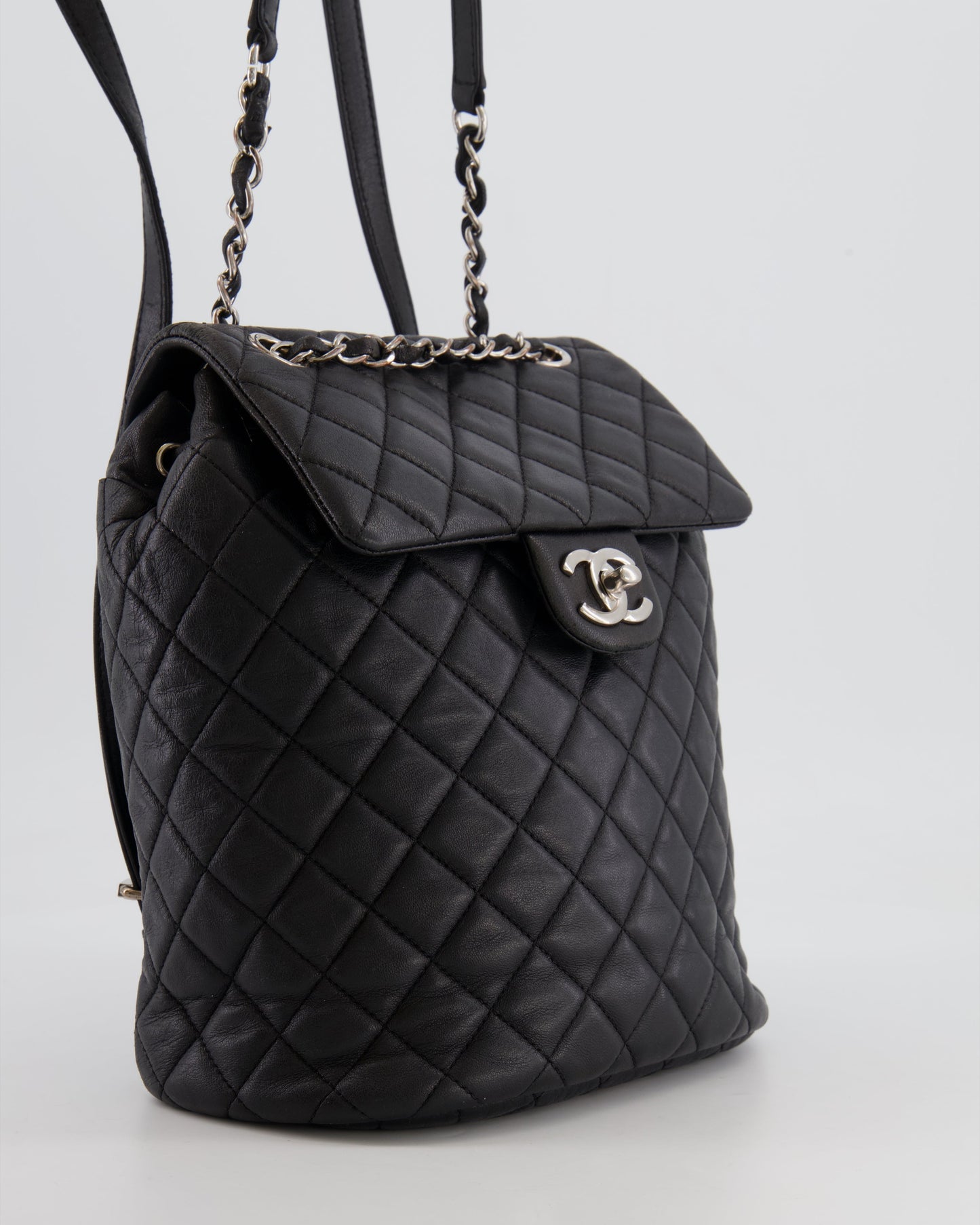 Chanel Black Quilted Lambskin Backpack with Silver Hardware