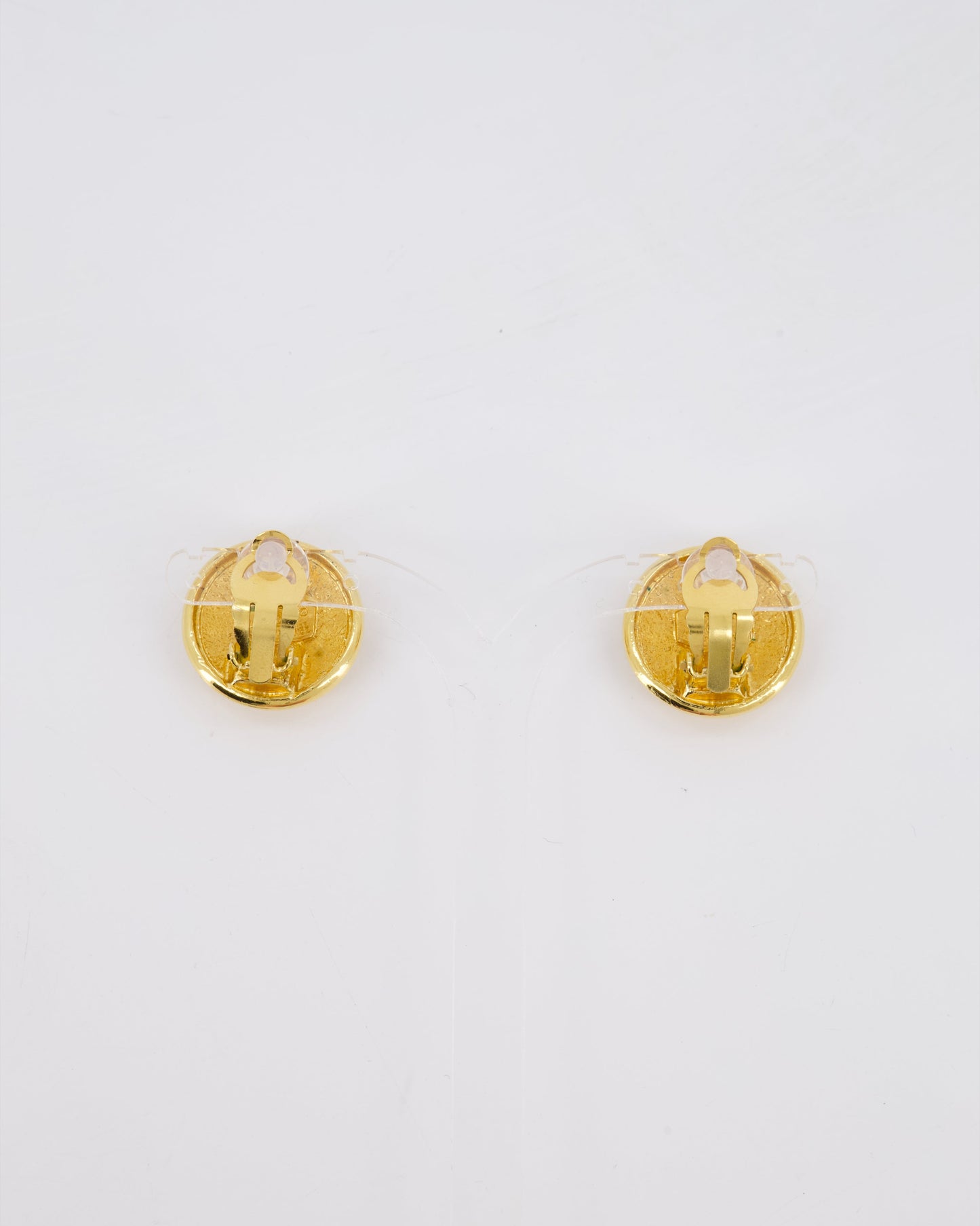 *HOT* Chanel   Gold Medallion Starburst Clip On Earrings with CC Logo Detail
