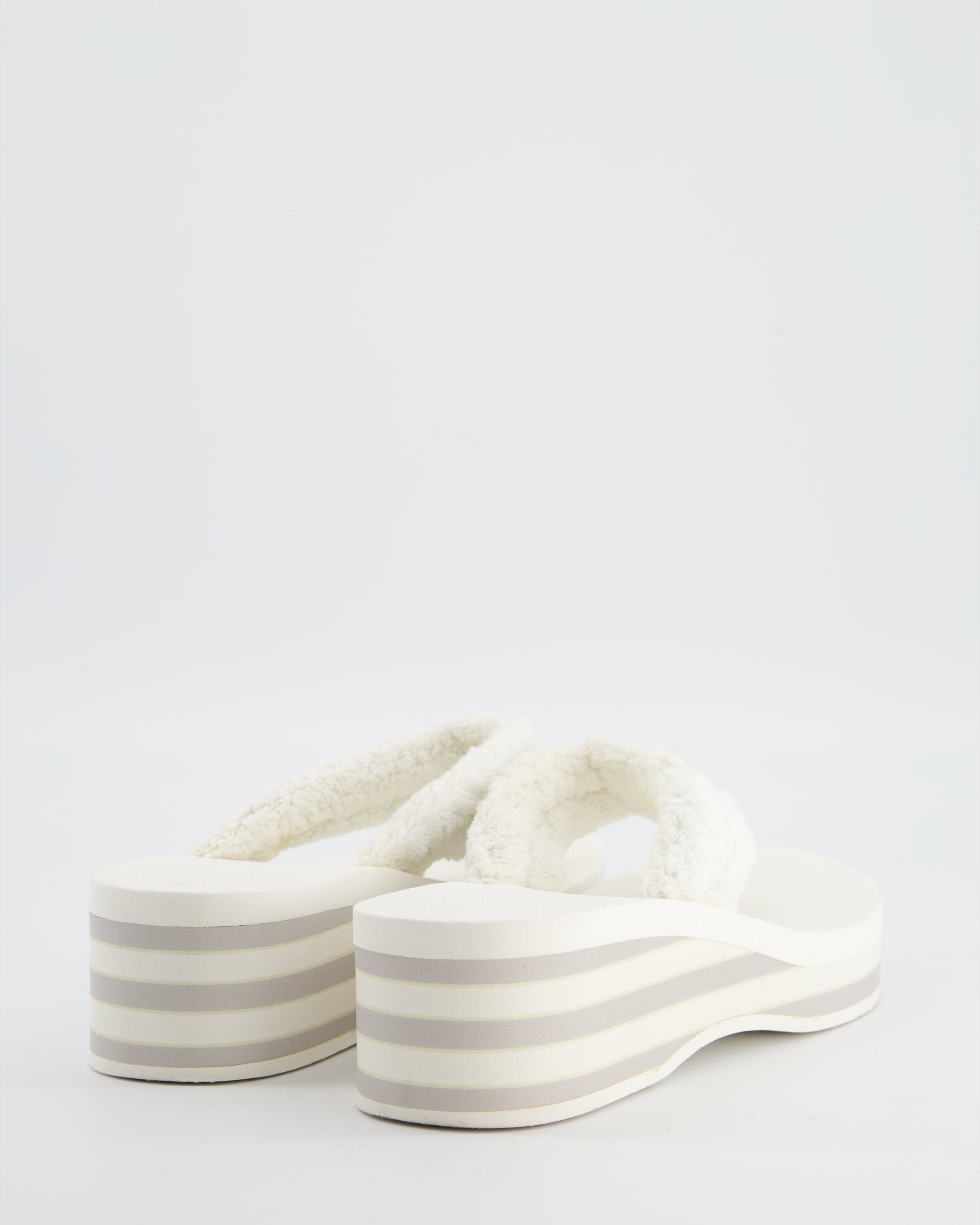 Chanel White Cotton Beach Sandals with White CC Logo Detail Size Eu 38 for Women