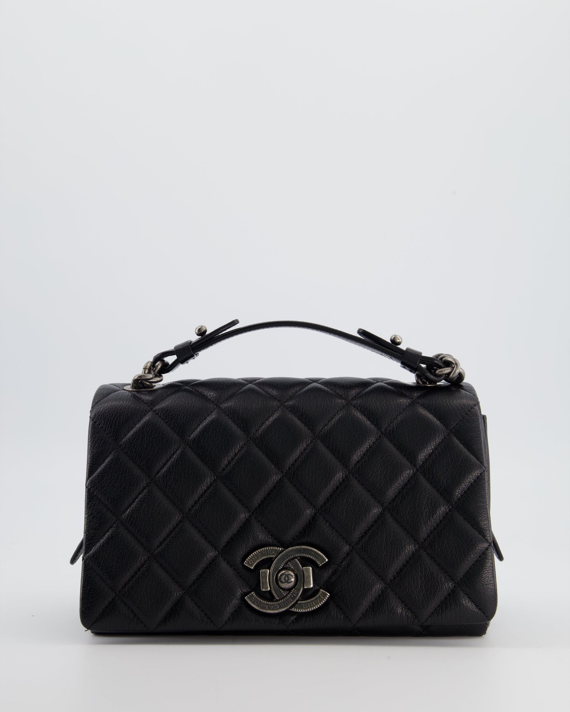 Chanel Black City Rock Bag in Goatskin Leather with Ruthenium Hardware