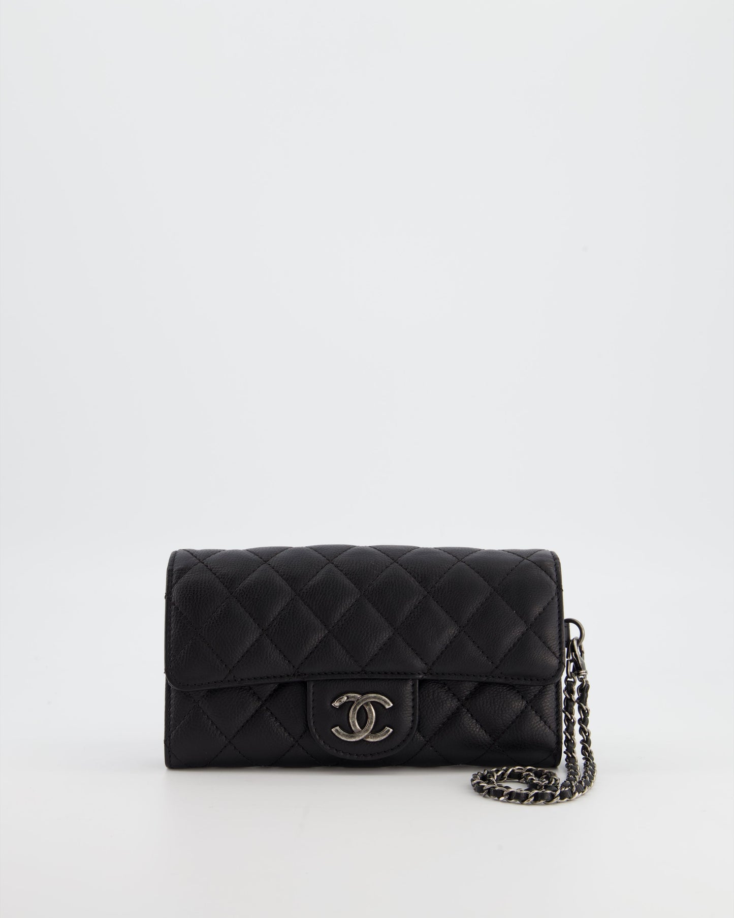 Chanel Black Clutch Wallet in Caviar Leather with Ruthenium Hardware