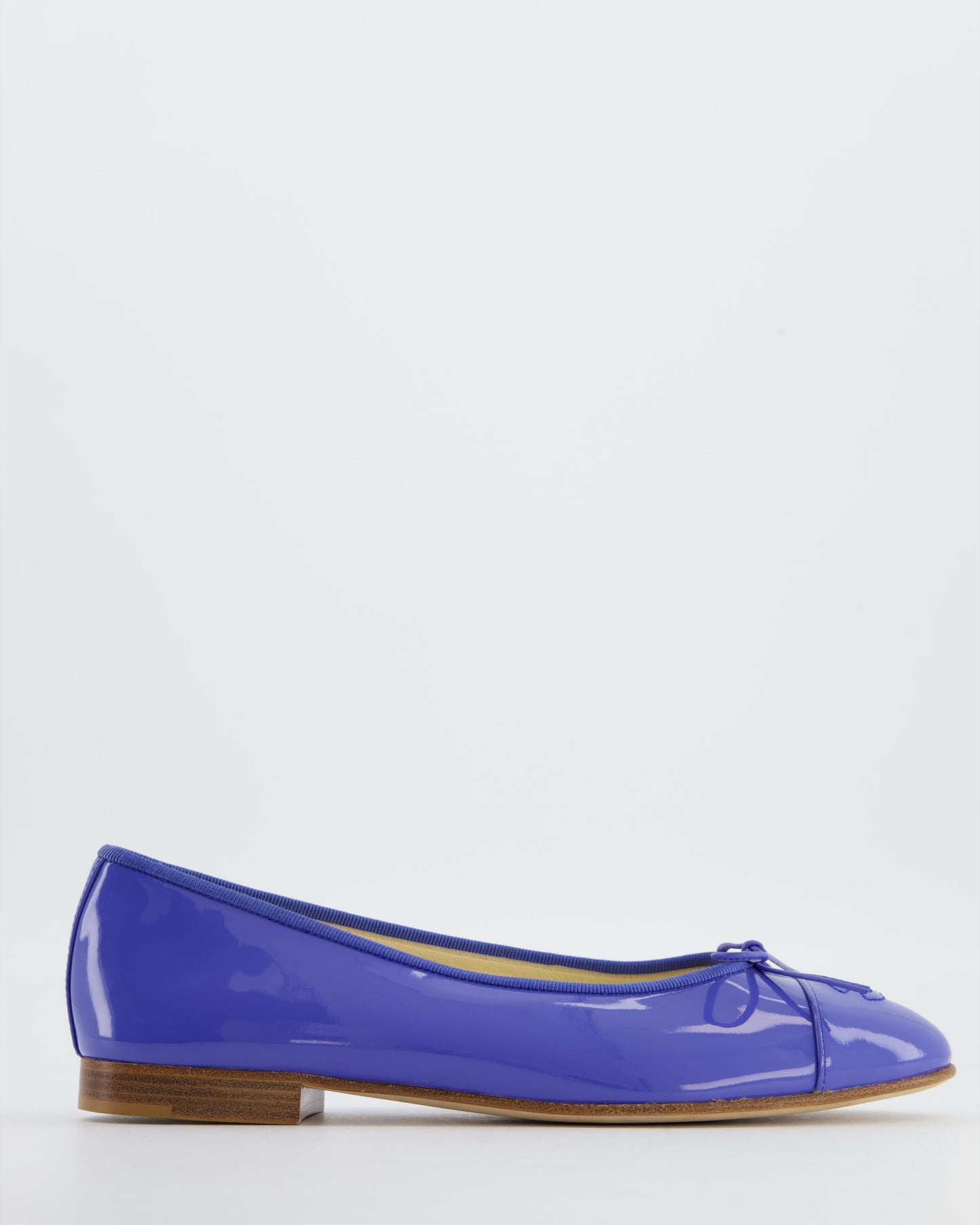Chanel Patent Calfskin Leather Ballet Flats In Light Blue Colour Size Eu 39.5 Women Shoes