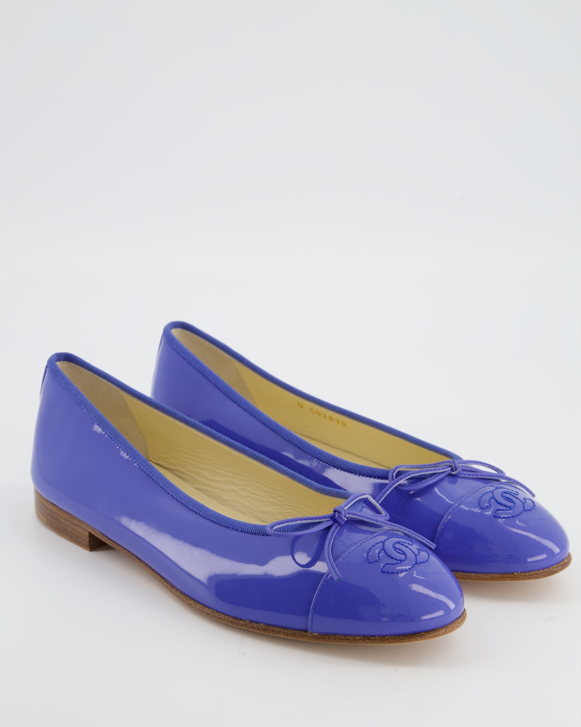 Chanel Patent Calfskin Leather Ballet Flats in Light Blue Colour Size Eu 39.5 for Women