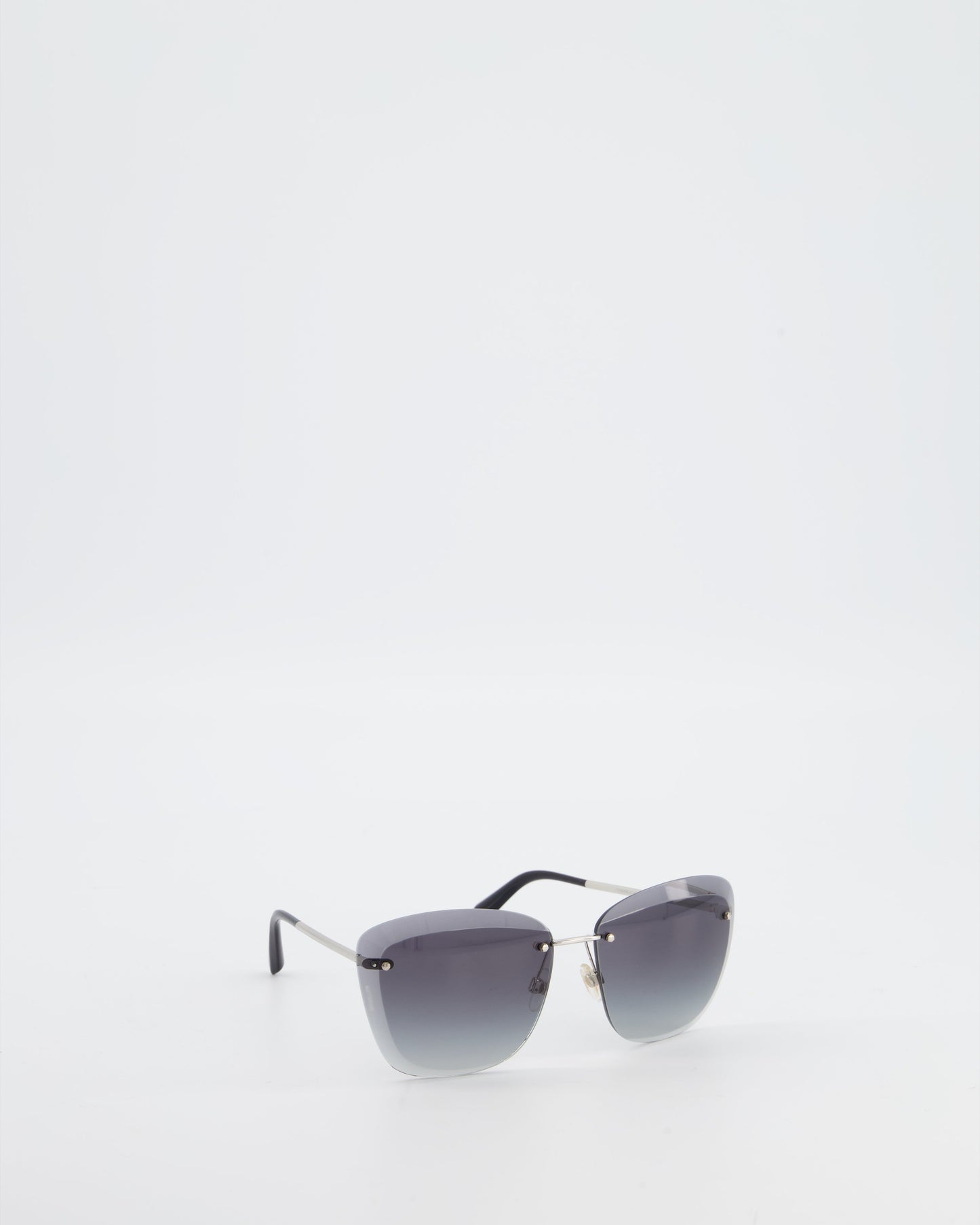Chanel Black Rimless Butterfly Sunglasses Bag
