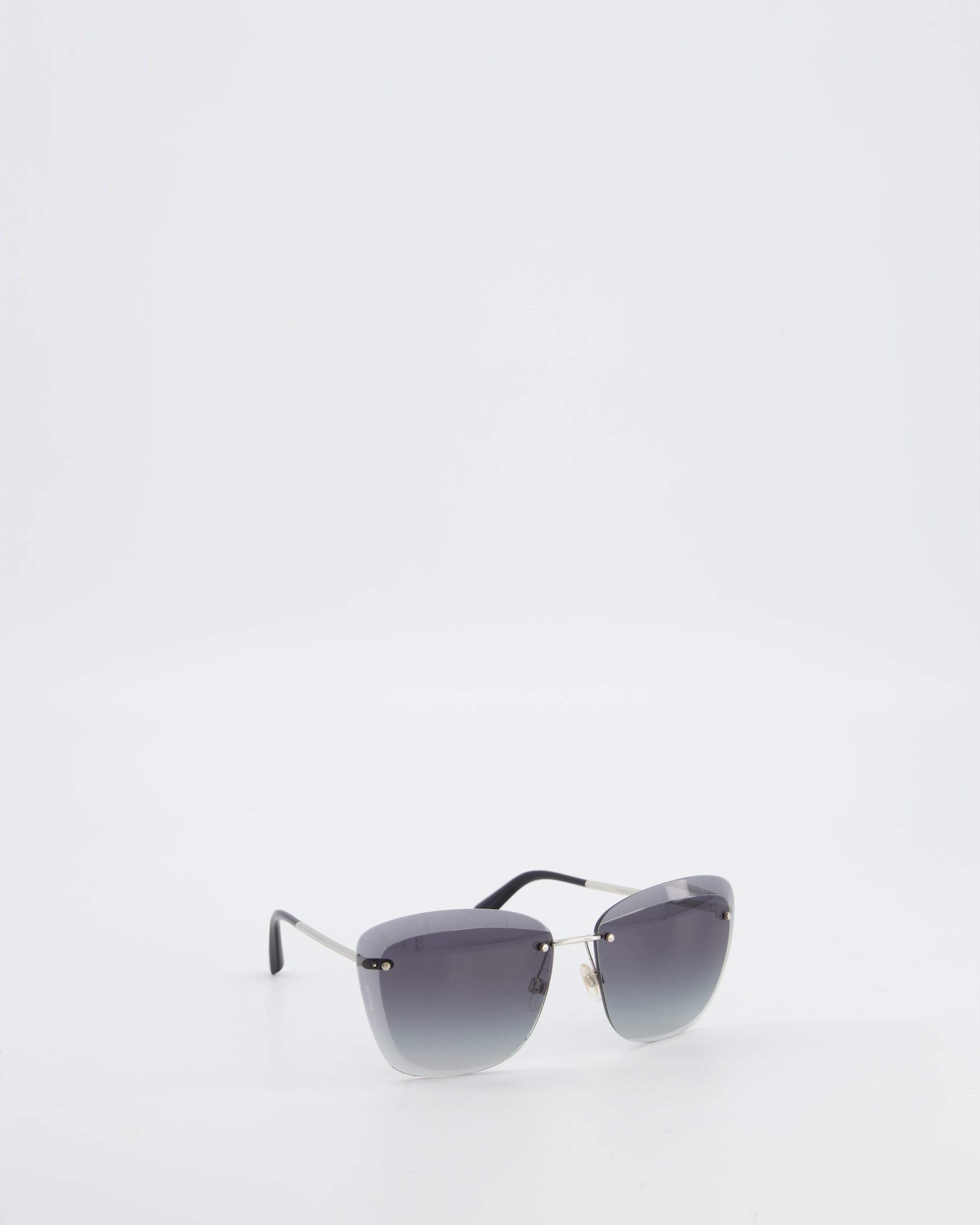 Chanel Black Rimless Butterfly Sunglasses Bag