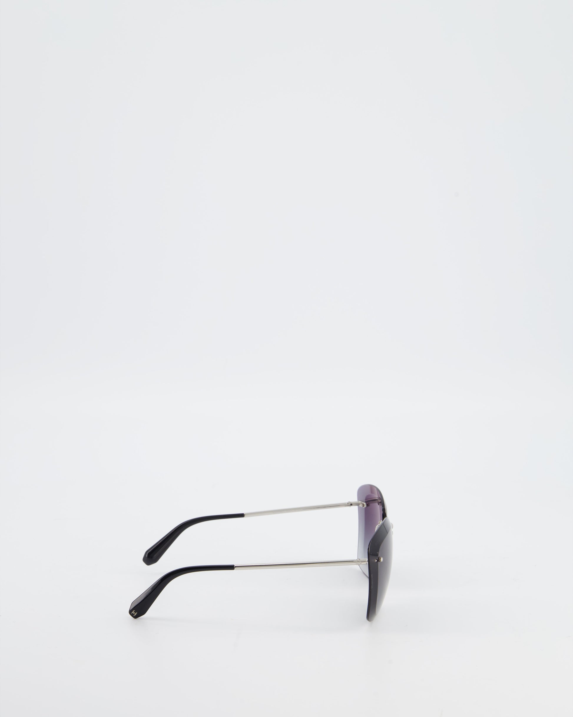Chanel Black Rimless Butterfly Sunglasses Bag