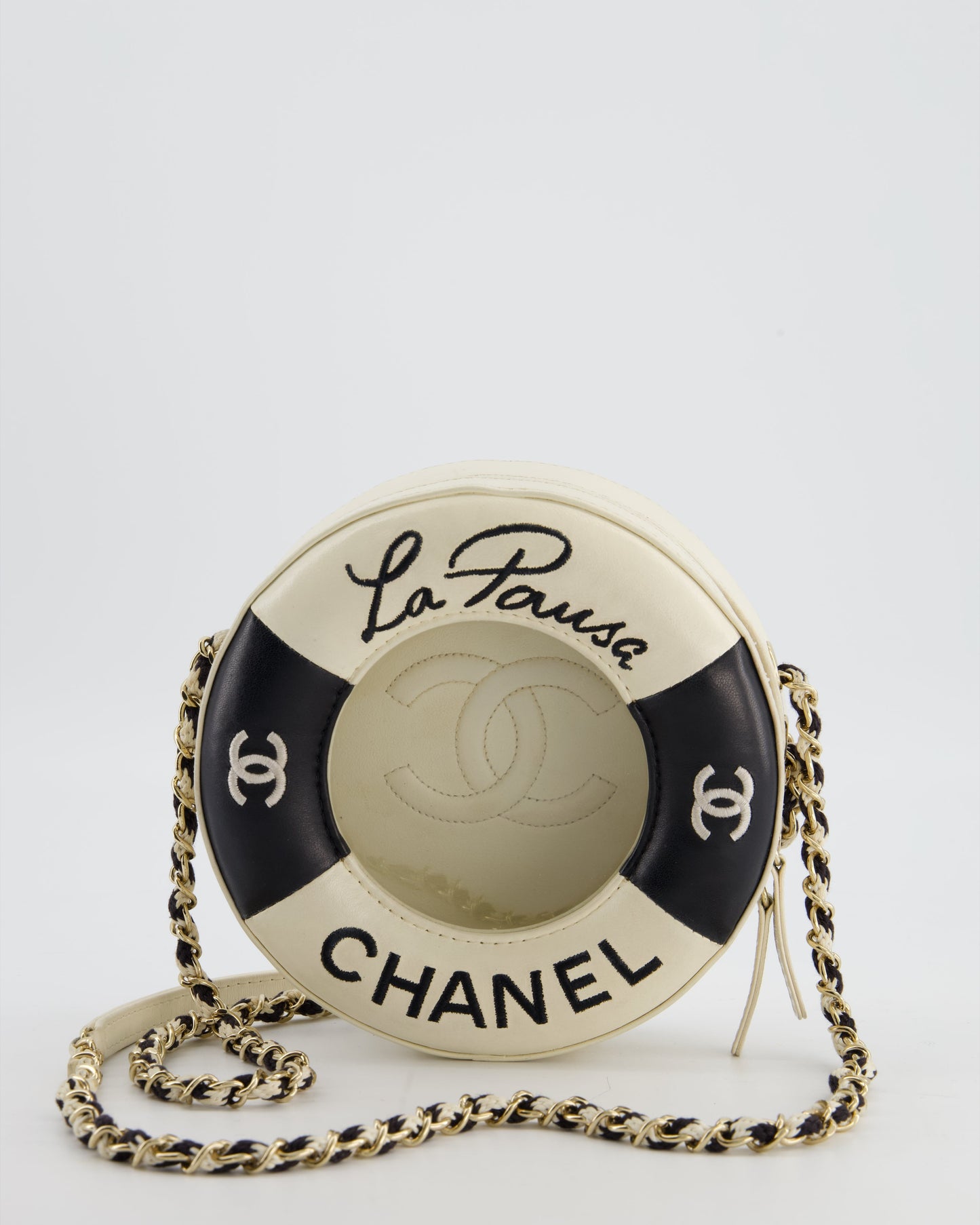 Chanel *Rare & Fire Price* La Pausa Coco Lifesaver Bag In Black And White With Champagne Gold Hardware