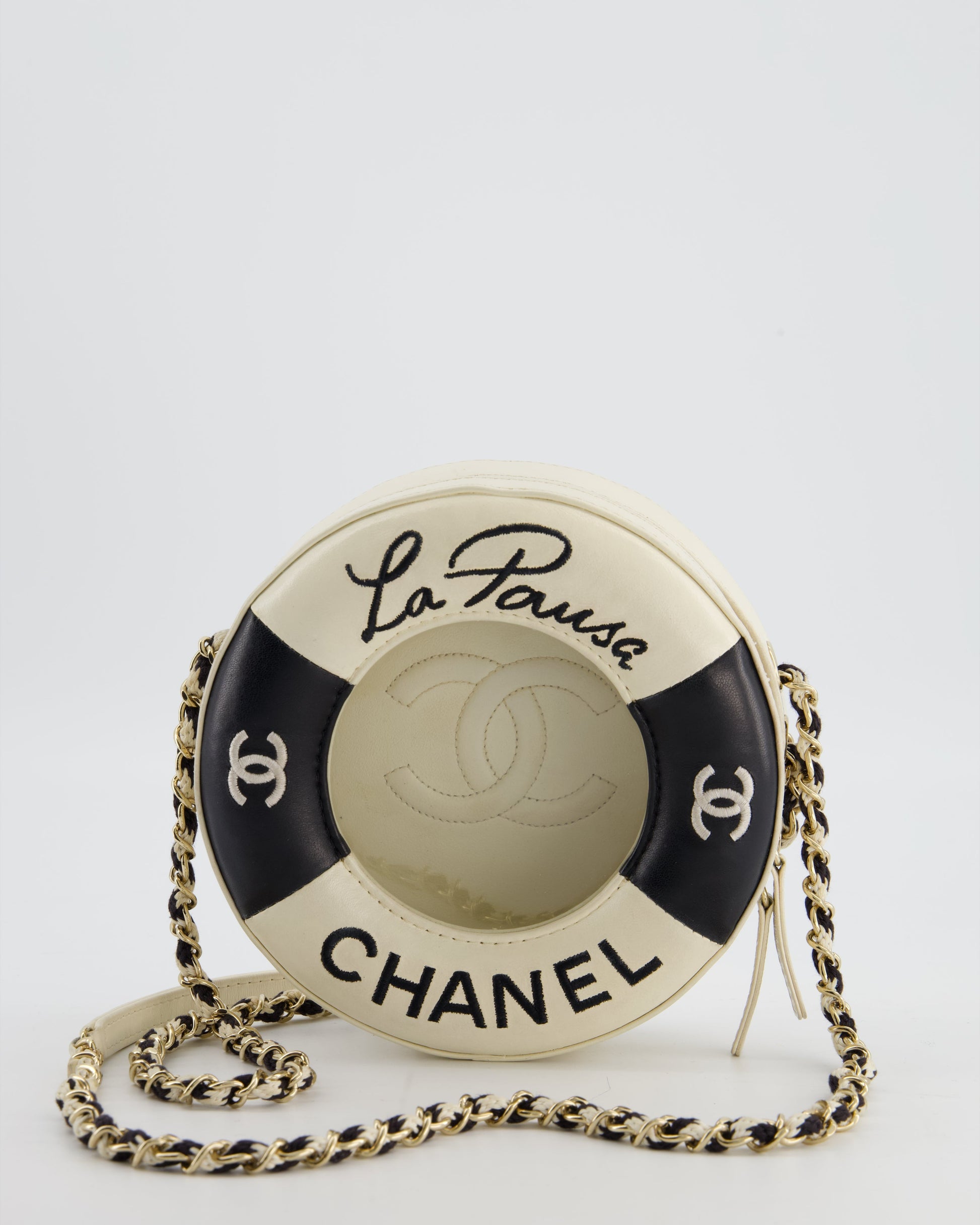 Chanel *rare & Fire Price* La Pausa Coco Lifesaver Bag in Black and White with Champagne Gold Hardware