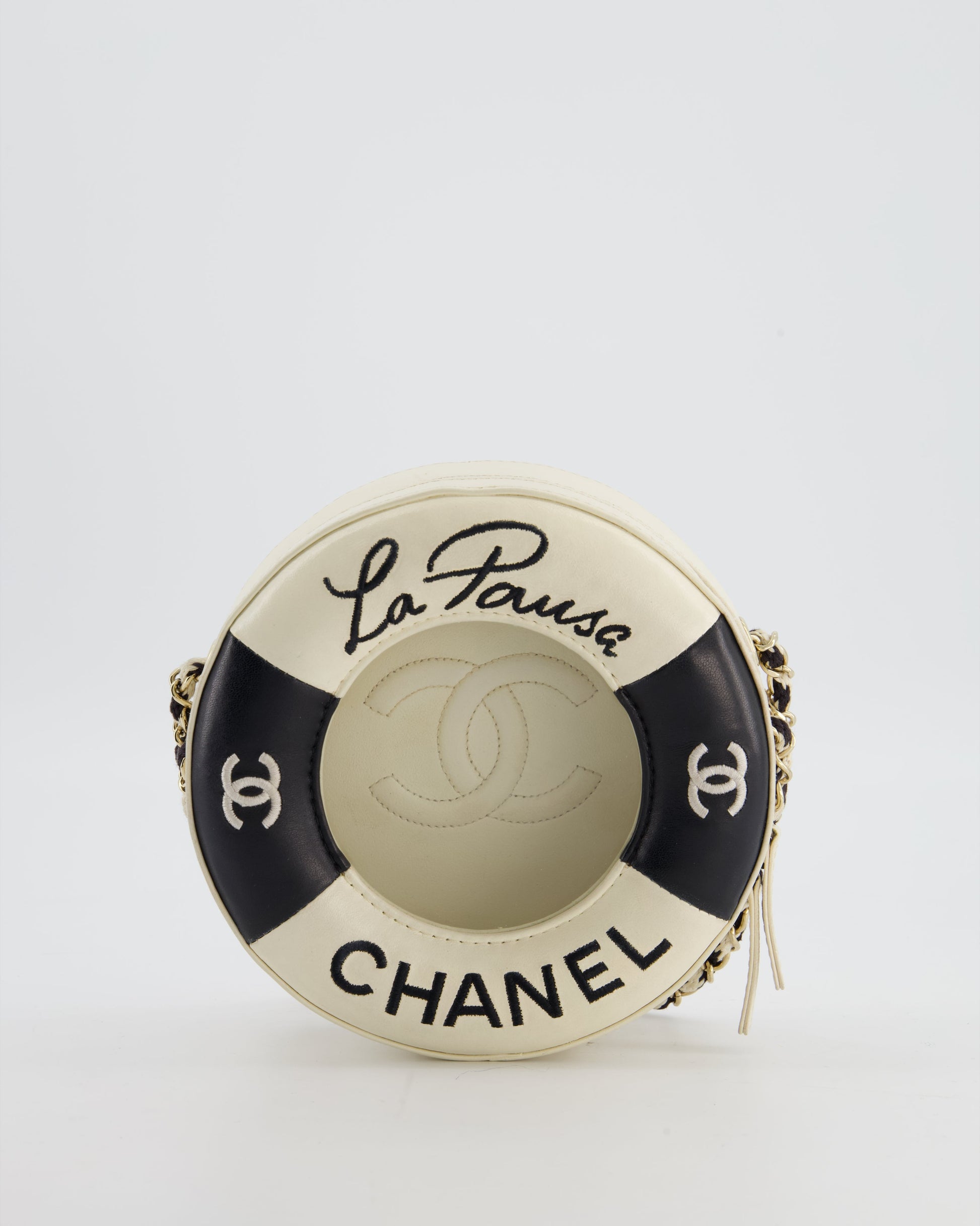 Chanel *rare & Fire Price* La Pausa Coco Lifesaver Bag in Black and White with Champagne Gold Hardware
