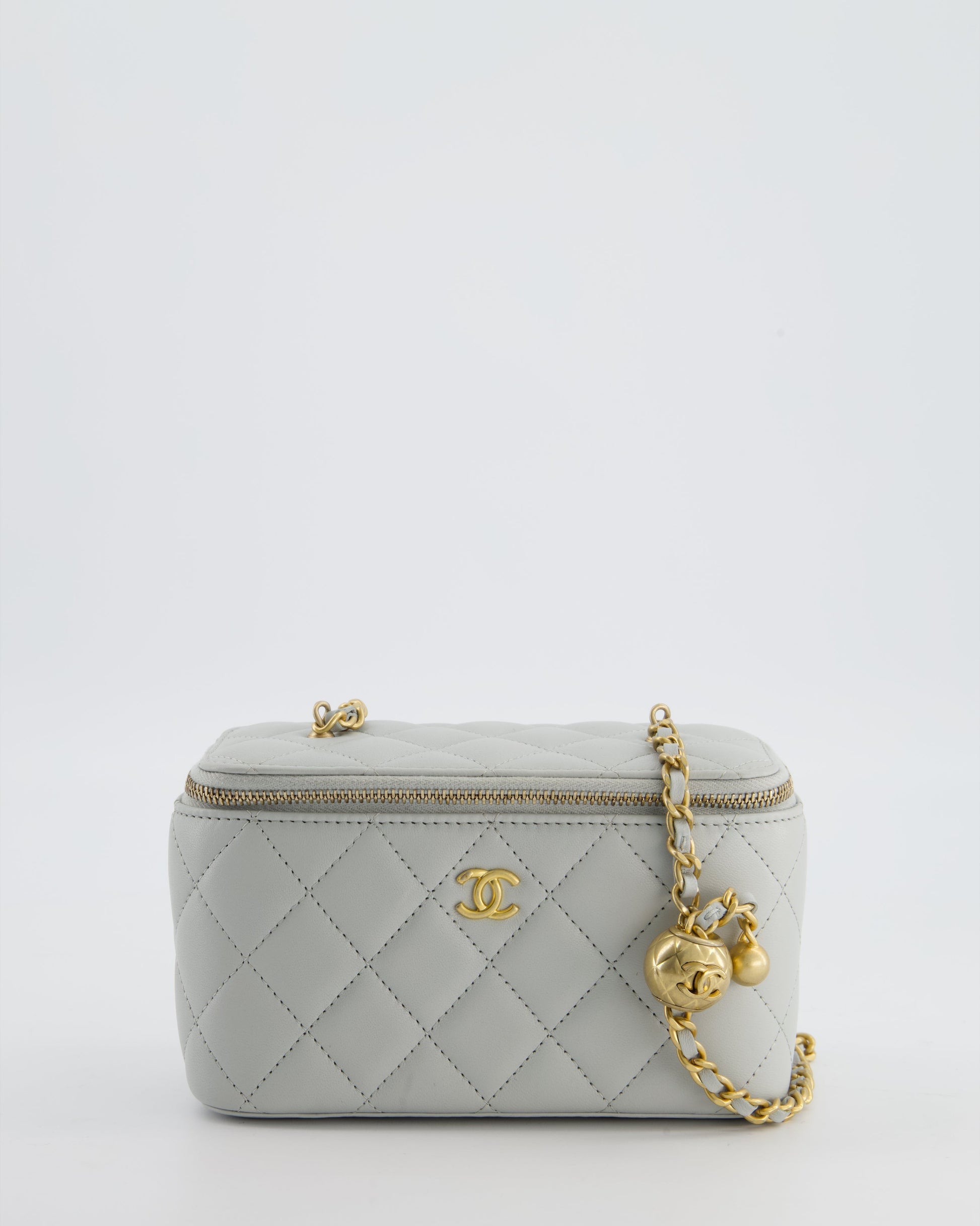 Chanel *hot* Pastel Blue Coco Crush Vanity Bag in Lambskin Leather with Antique Gold Hardware