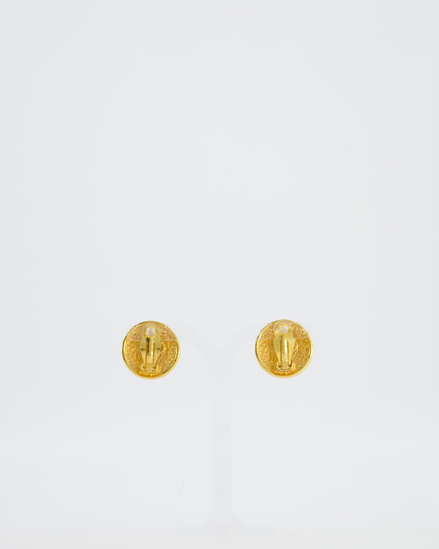 Chanel   Gold and Turquoise Round Clip On Earrings with CC Logo Detail