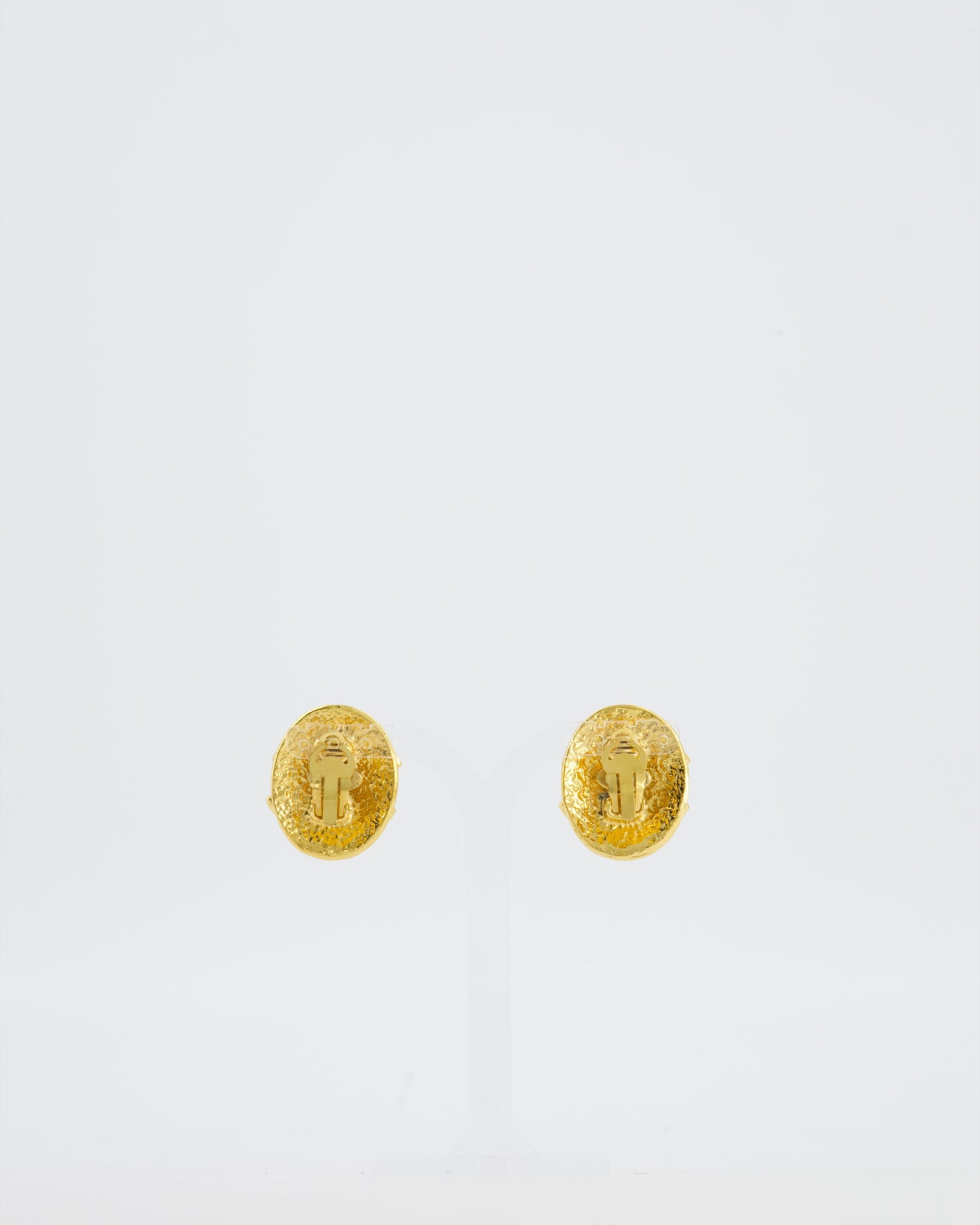 Chanel 94P   Gold Medallion Clip On Earrings with CC Logo Detail