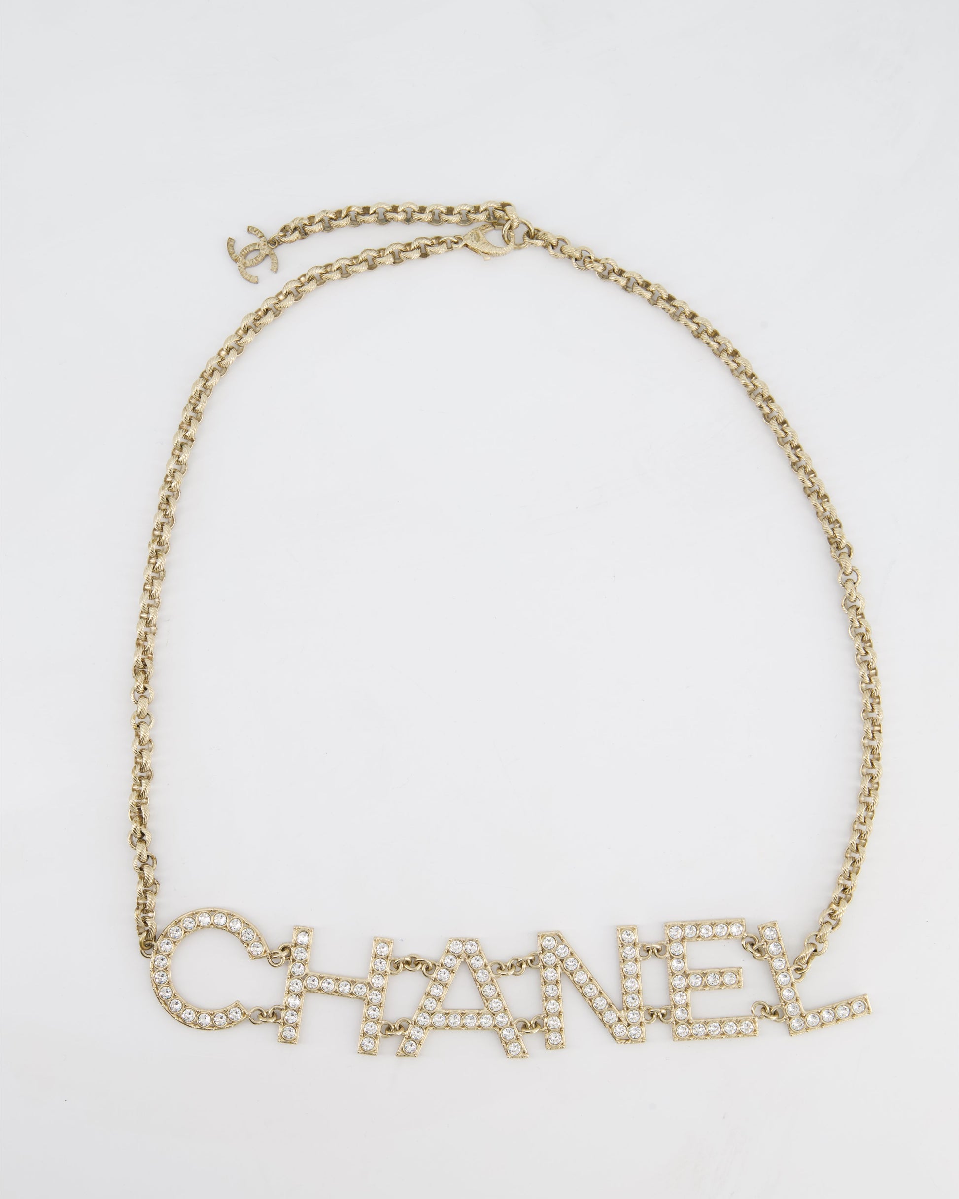 Chanel Chain Graphic Logo with Crystals Details Belt