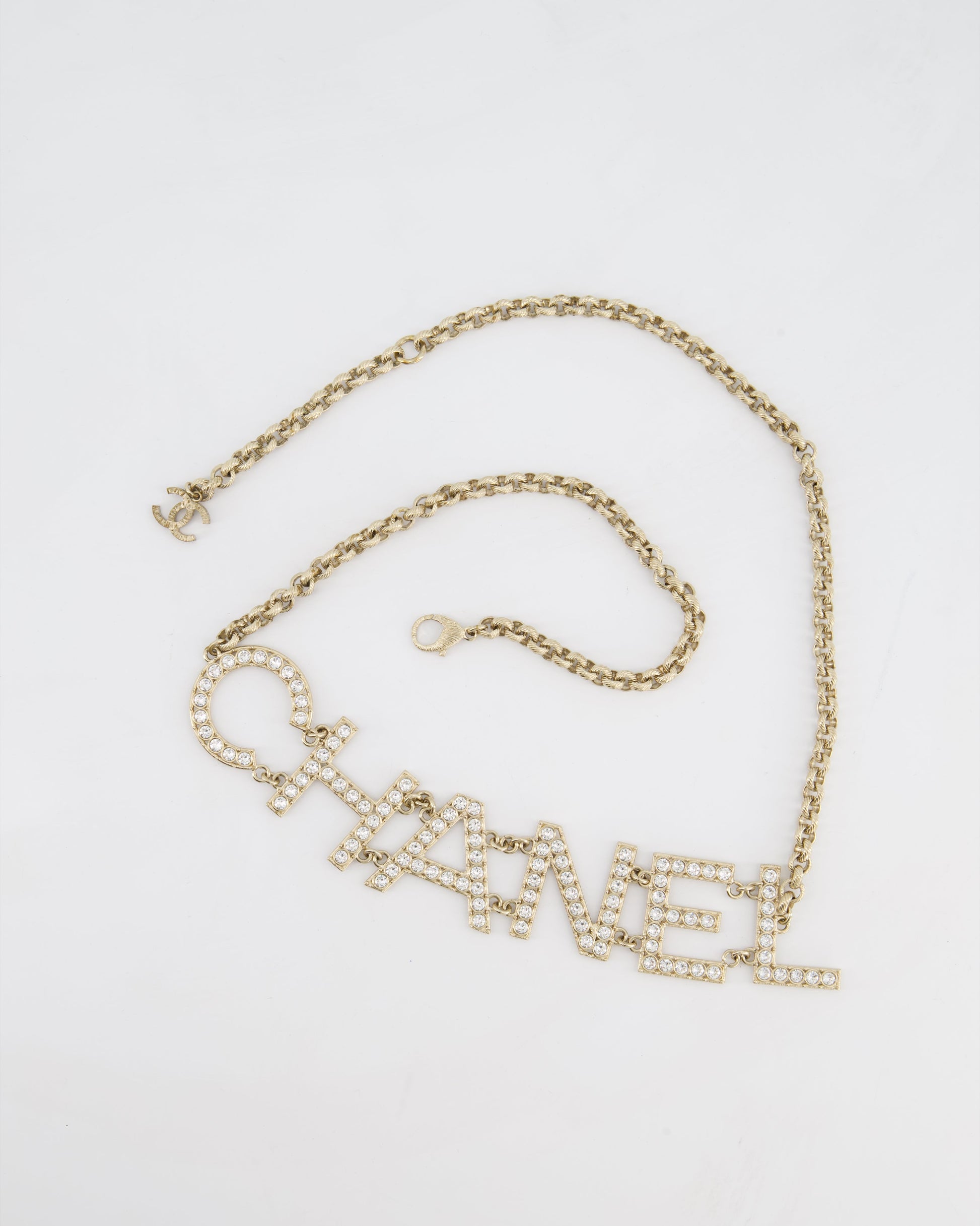 Chanel Chain Graphic Logo with Crystals Details Belt