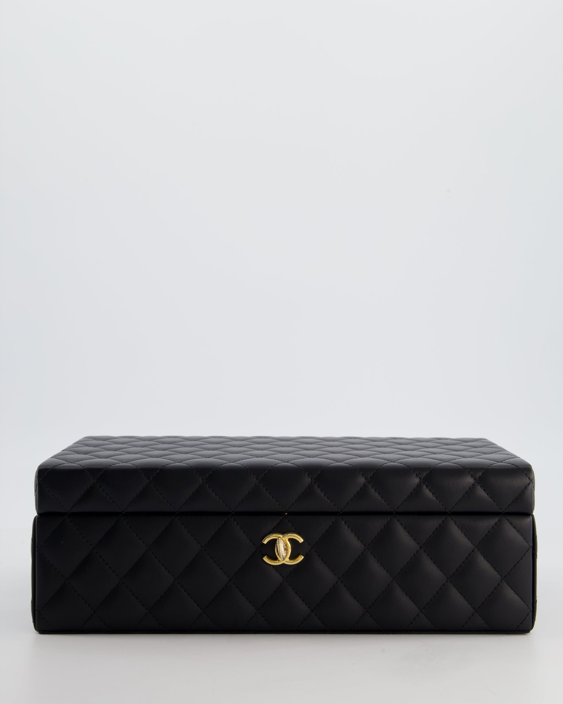 Chanel *Hot* Black Quilted Jewellery Box In Lambskin Leather With Gold Hardware